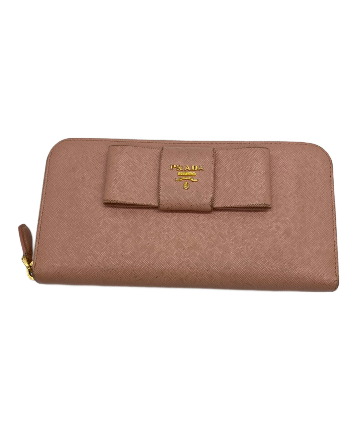 中古・古着通販】PRADA (プラダ) リボンラウンドファスナー財布 ピンク