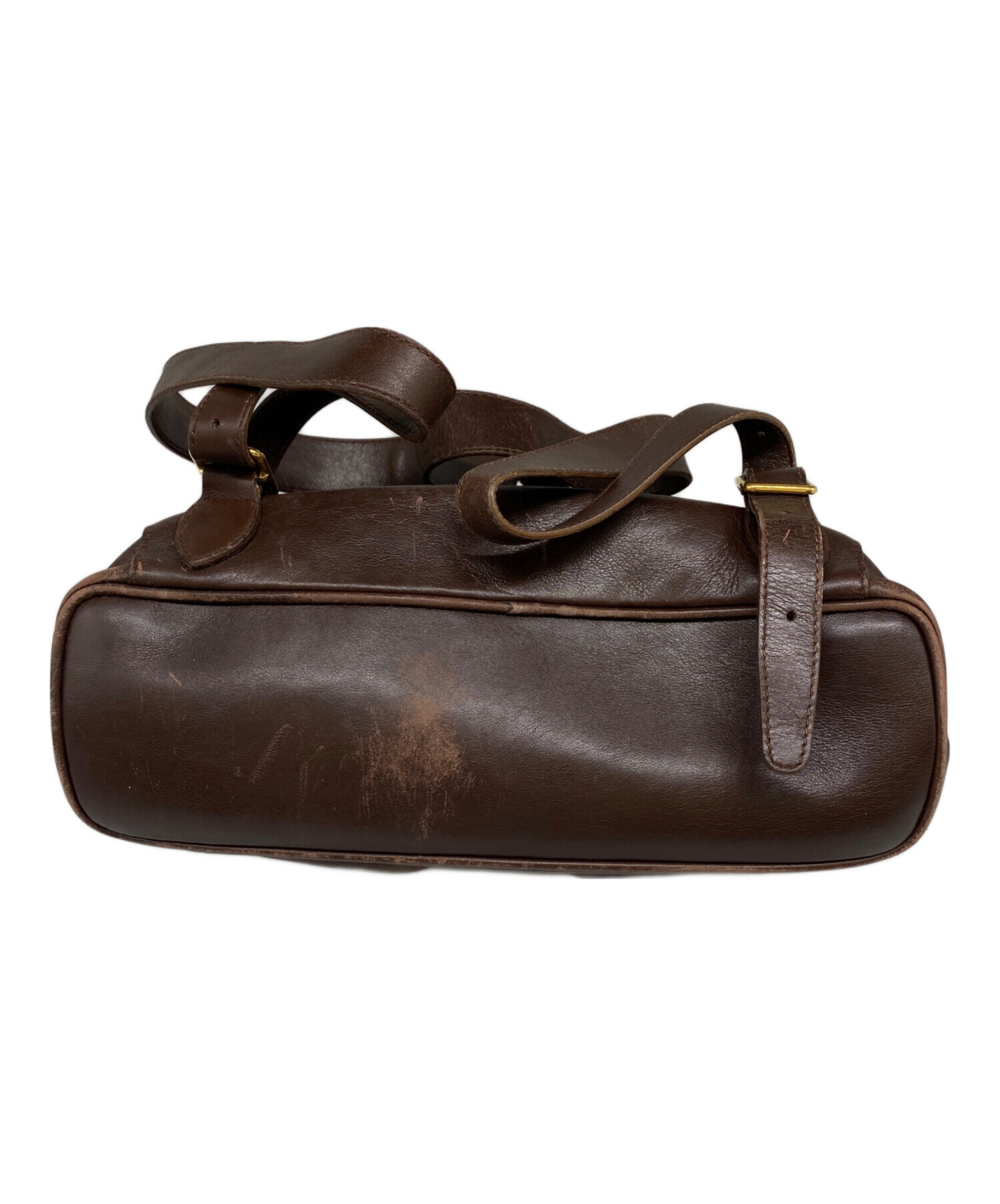 GUCCI スエードブラウンリュック GUCCI バンブー バックパック ブラウン ゴールド スエード | MixTHINKS