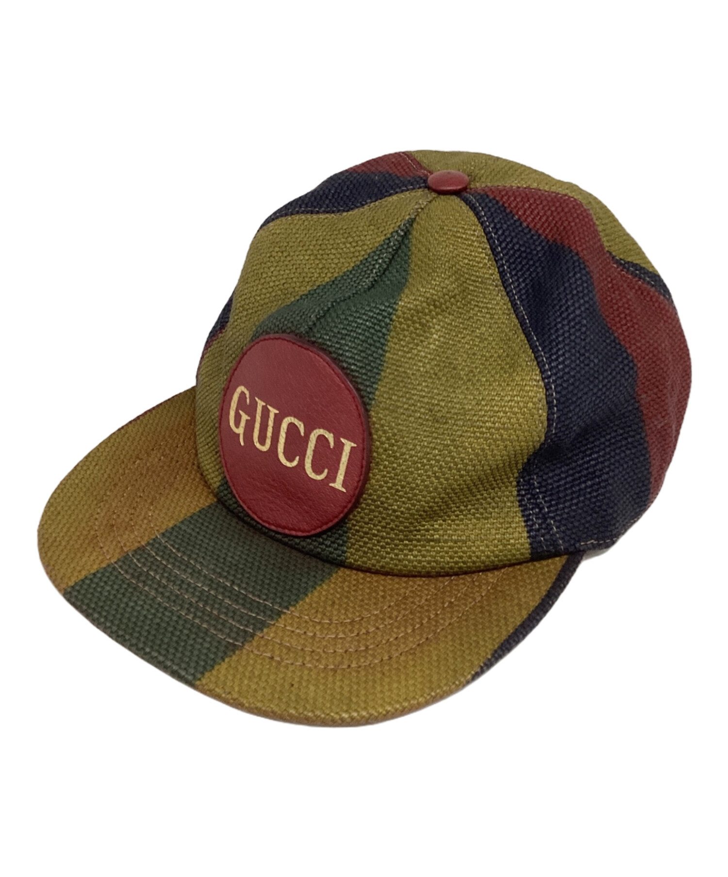 中古・古着通販】GUCCI (グッチ) キャップ グリーン×レッド×ネイビー 