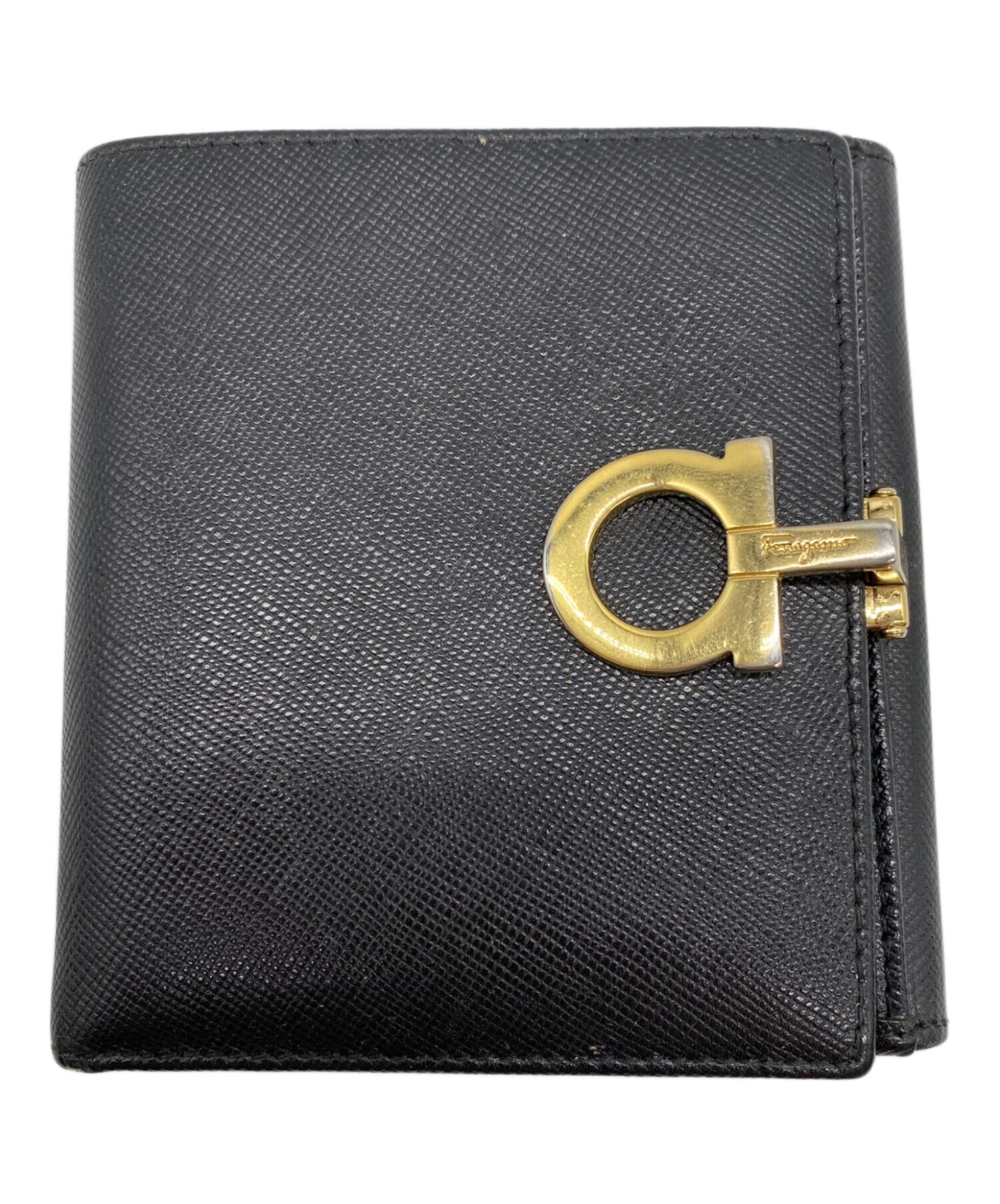 【未使用】Salvatore Ferragamo ブラック二つ折り財布 FERRAGAMO（フェラガモ） 未使用 財布 メンズ 二つ折り ブラック 黒