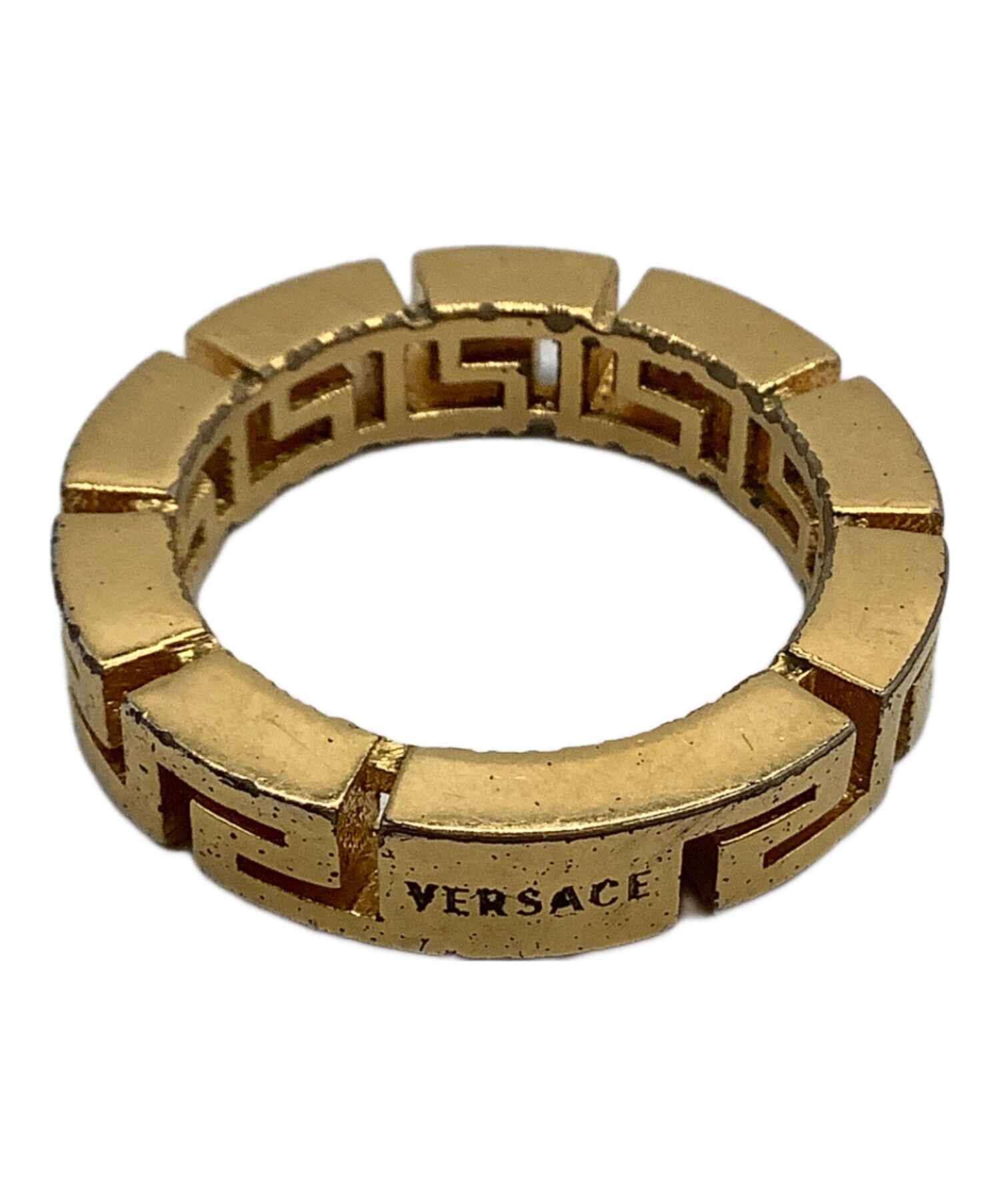 数回のみ使用VERSACE ゴールドリング ギリシャ風 中古・古着通販】VERSACE (ヴェルサーチェ) リング ゴールドカラー