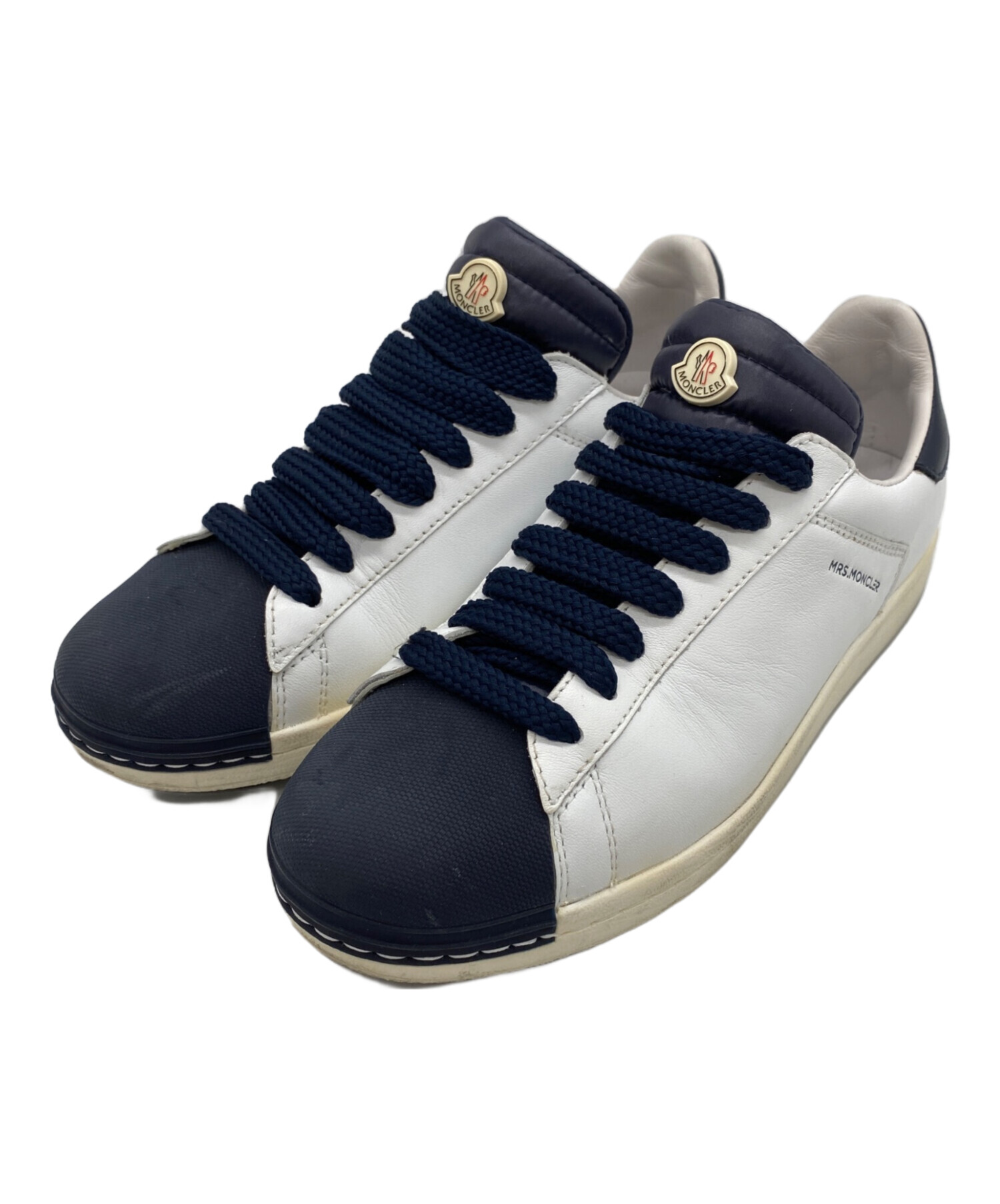 MONCLER スニーカー ホワイト/ネイビー 中古・古着通販】MONCLER (モンクレール) スニーカー ホワイト