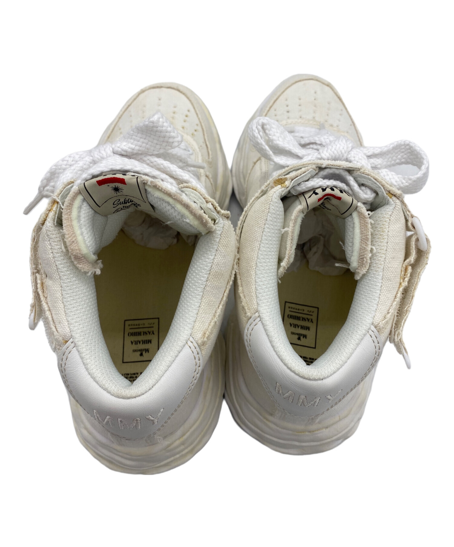 ミハラヤスヒロ　スニーカー　ダメージ加工　43 ハイカット　ホワイト ミハラヤスヒロ スニーカー ダメージ加工 43 ハイカット ホワイト