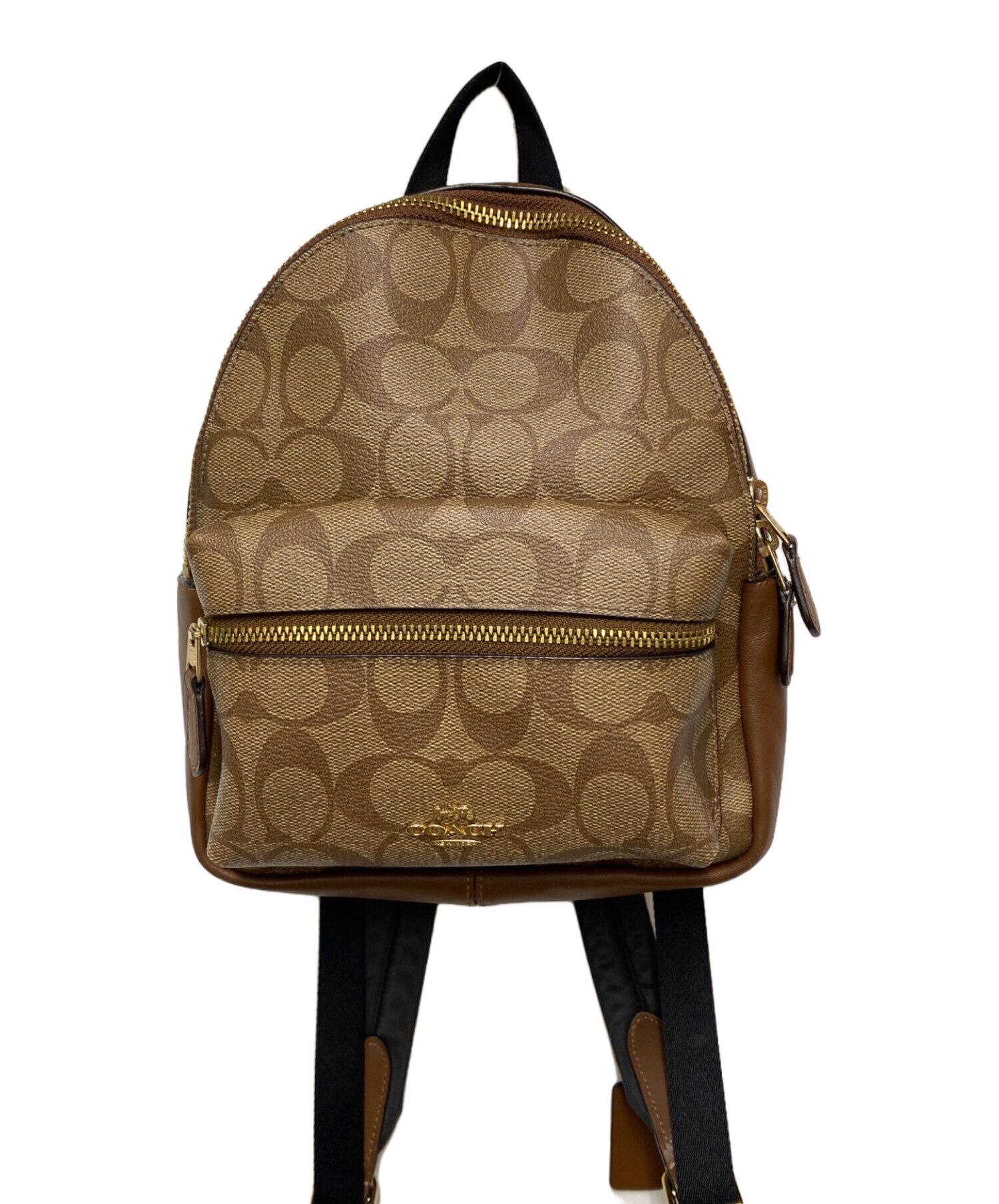 中古・古着通販】COACH (コーチ) ミニリュック ブラウン×ベージュ 