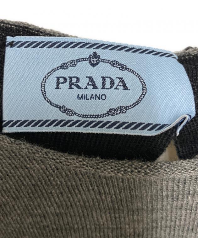 中古・古着通販】PRADA (プラダ) 半袖ニット グレー×ブラック サイズ