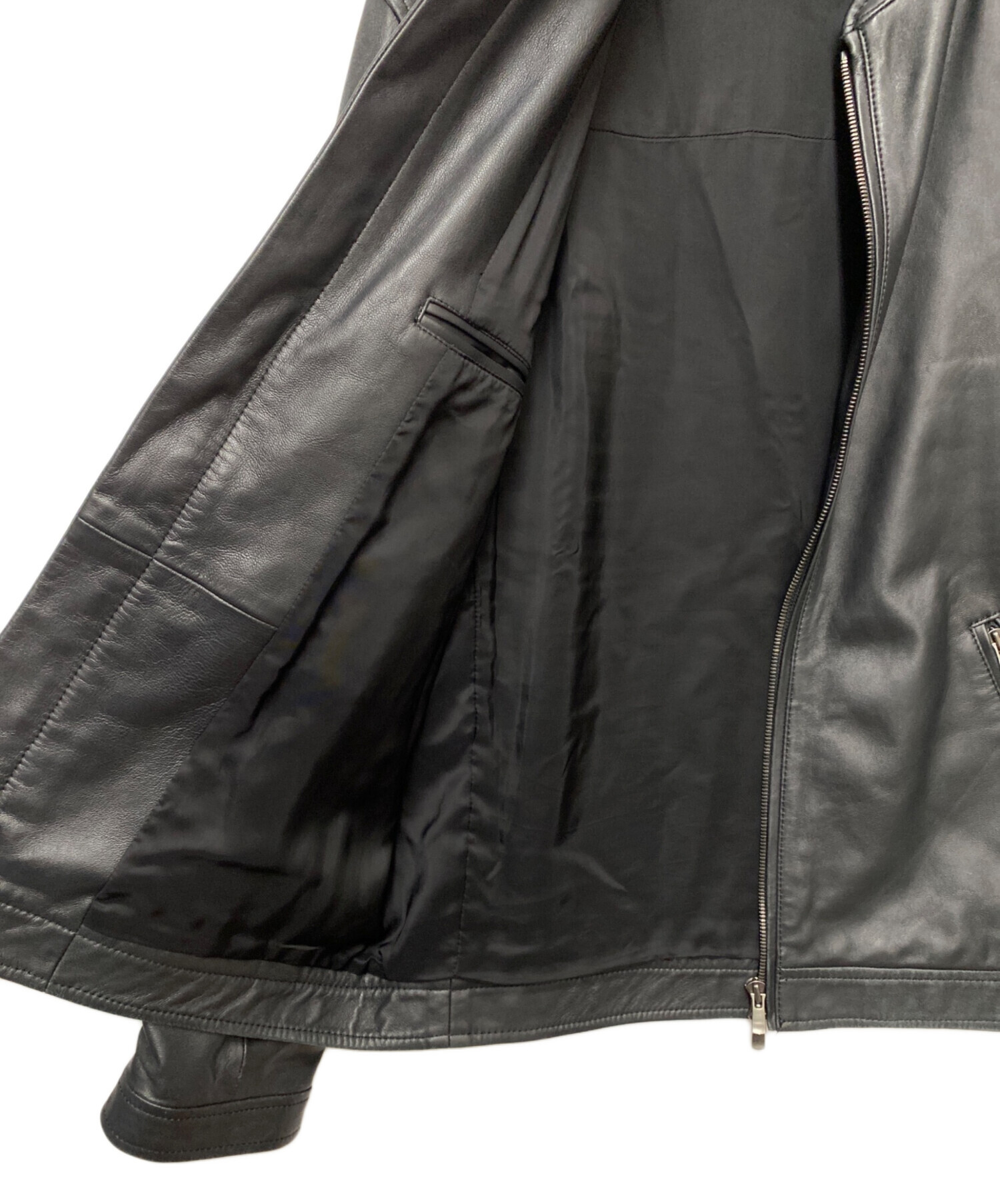 中古・古着通販】theory (セオリー) レザージャケット ブラック サイズ