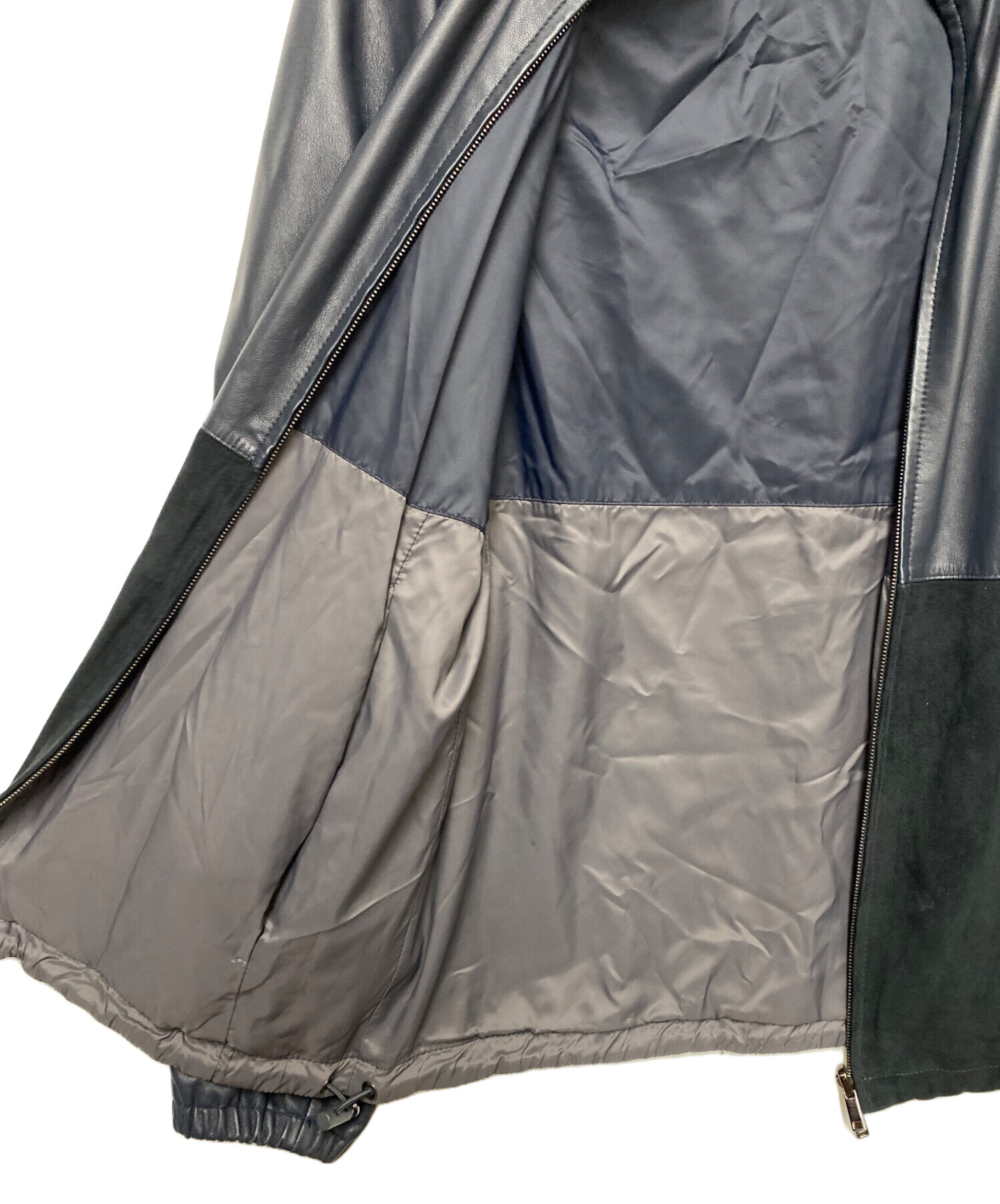 中古・古着通販】theory (セオリー) レザージャケット ネイビー サイズ