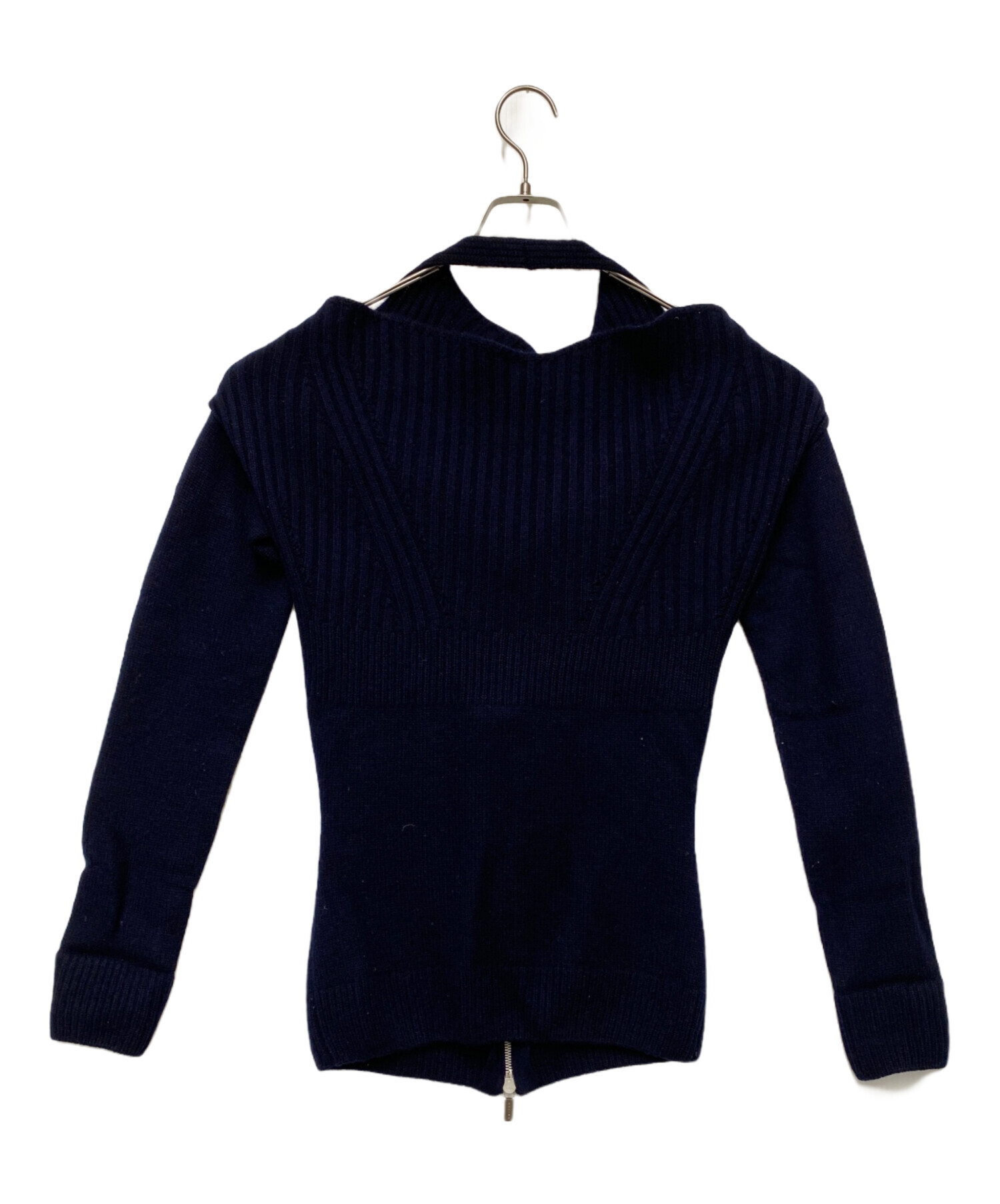 古着 CELINE ヘンリーネック コットンニット ニット セーター ネイビー 中古・古着通販】CELINE (セリーヌ) 厚手ニット ネイビー サイズ:M