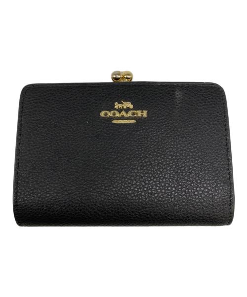 未使用コーチCOACH ブラックレザー がま口ケース本物 COACH】コーチ