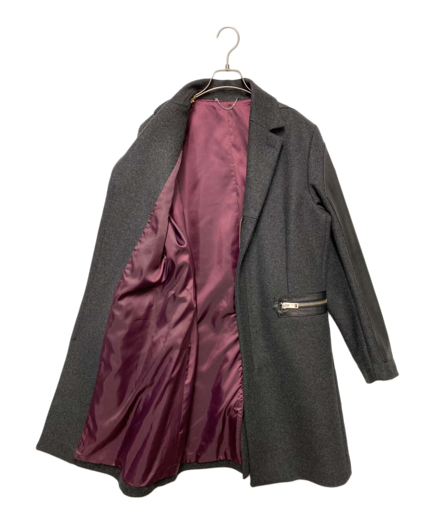 中古・古着通販】DIESEL (ディーゼル) レザーコンビチェスターコート