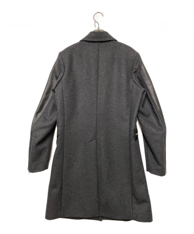 DIESEL ディーゼル コート 48 グレー メンズ 中古・古着通販】DIESEL (ディーゼル) レザーコンビチェスターコート