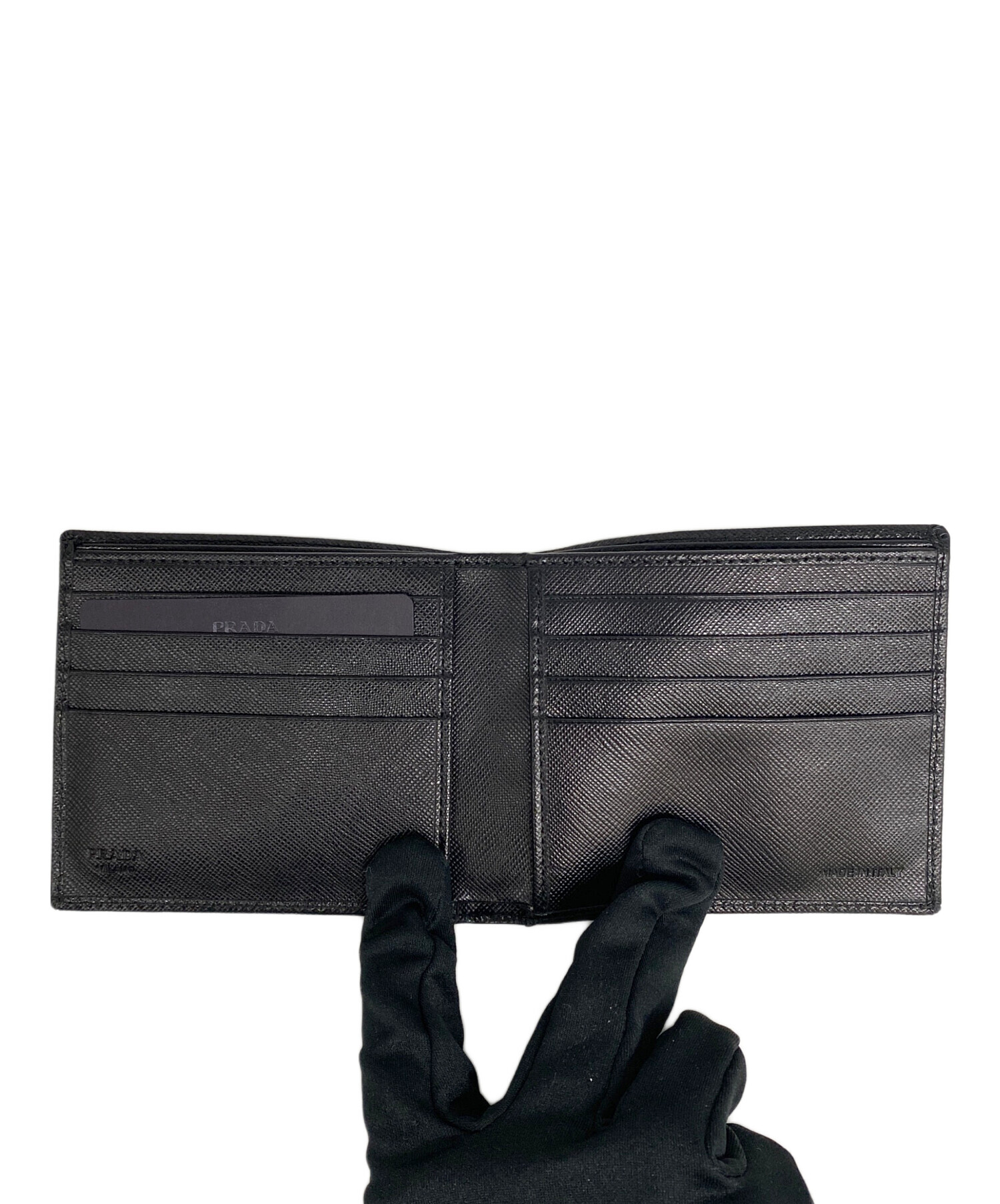 中古・古着通販】PRADA (プラダ) 2つ折り財布 ブラック｜ブランド
