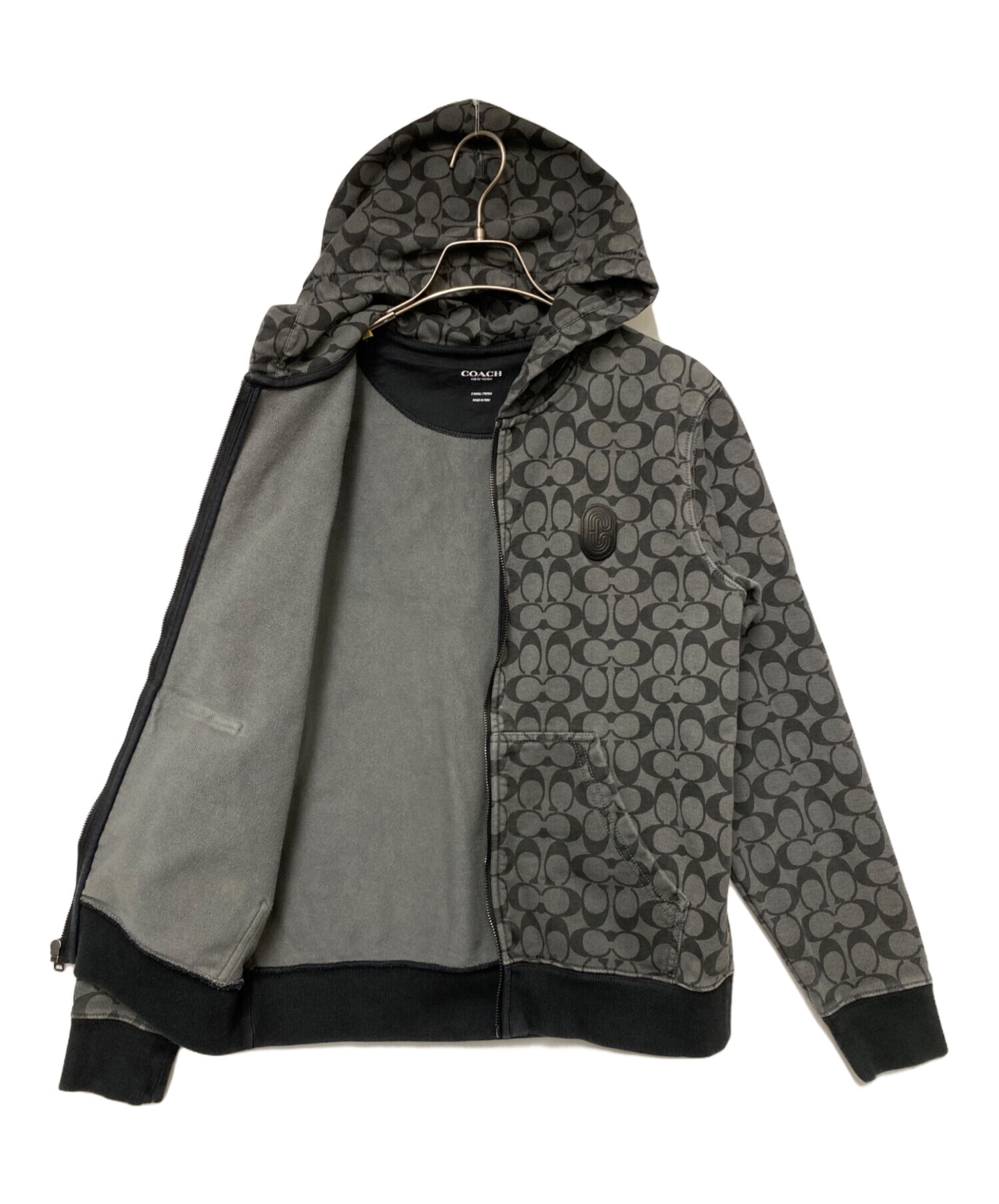 中古・古着通販】COACH (コーチ) ジップパーカー グレー×ブラック