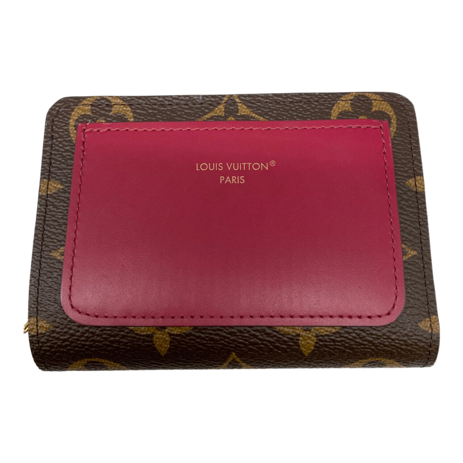 Louis Vuitton 二つ折り財布 ブラウン/ワインレッド 中古・古着通販】LOUIS VUITTON (ルイ ヴィトン) 2つ折り財布 ブラウン