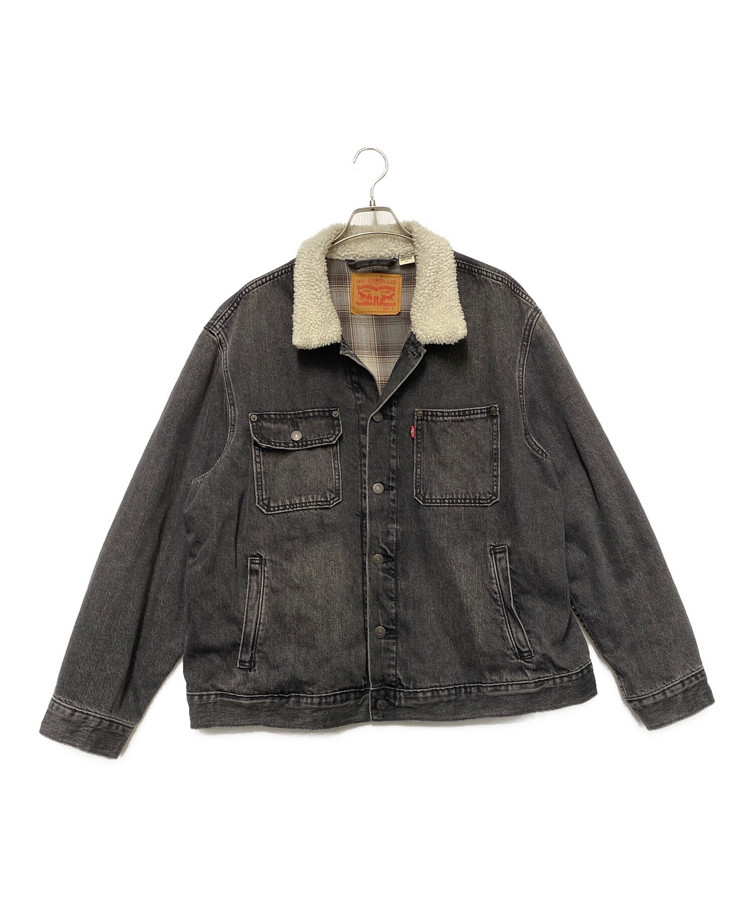 中古・古着通販】LEVI'S (リーバイス) ボアデニムジャケット ブラック