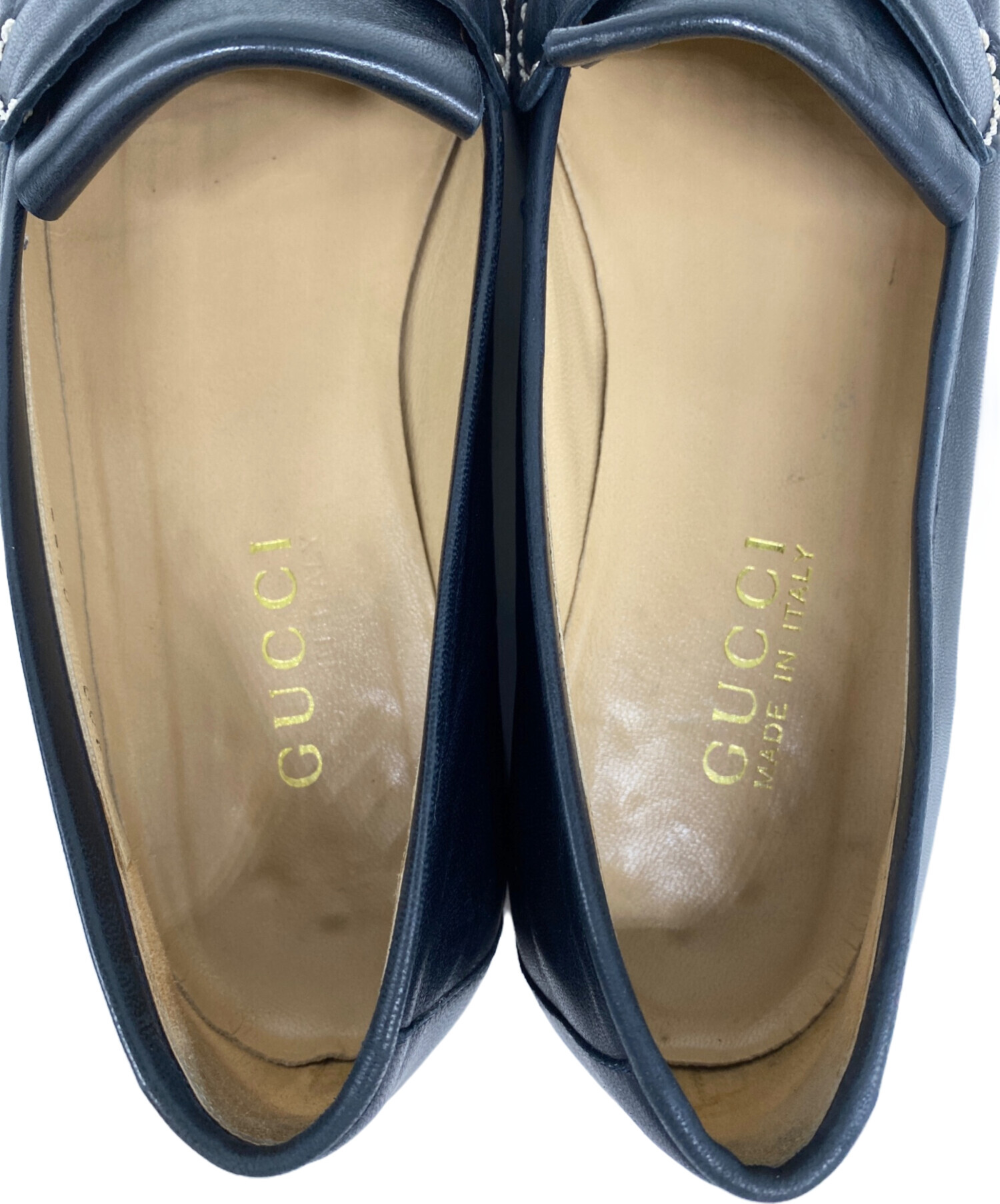 中古・古着通販】GUCCI (グッチ) フリンジローファー ブラック 