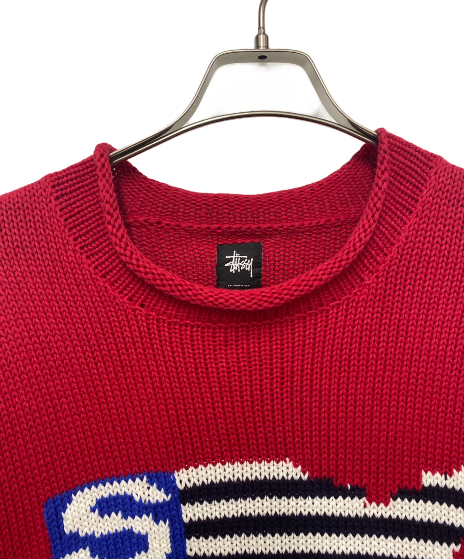 レア STUSSY ステューシー 肉厚 ケーブルニット カーディガン ネイビー 