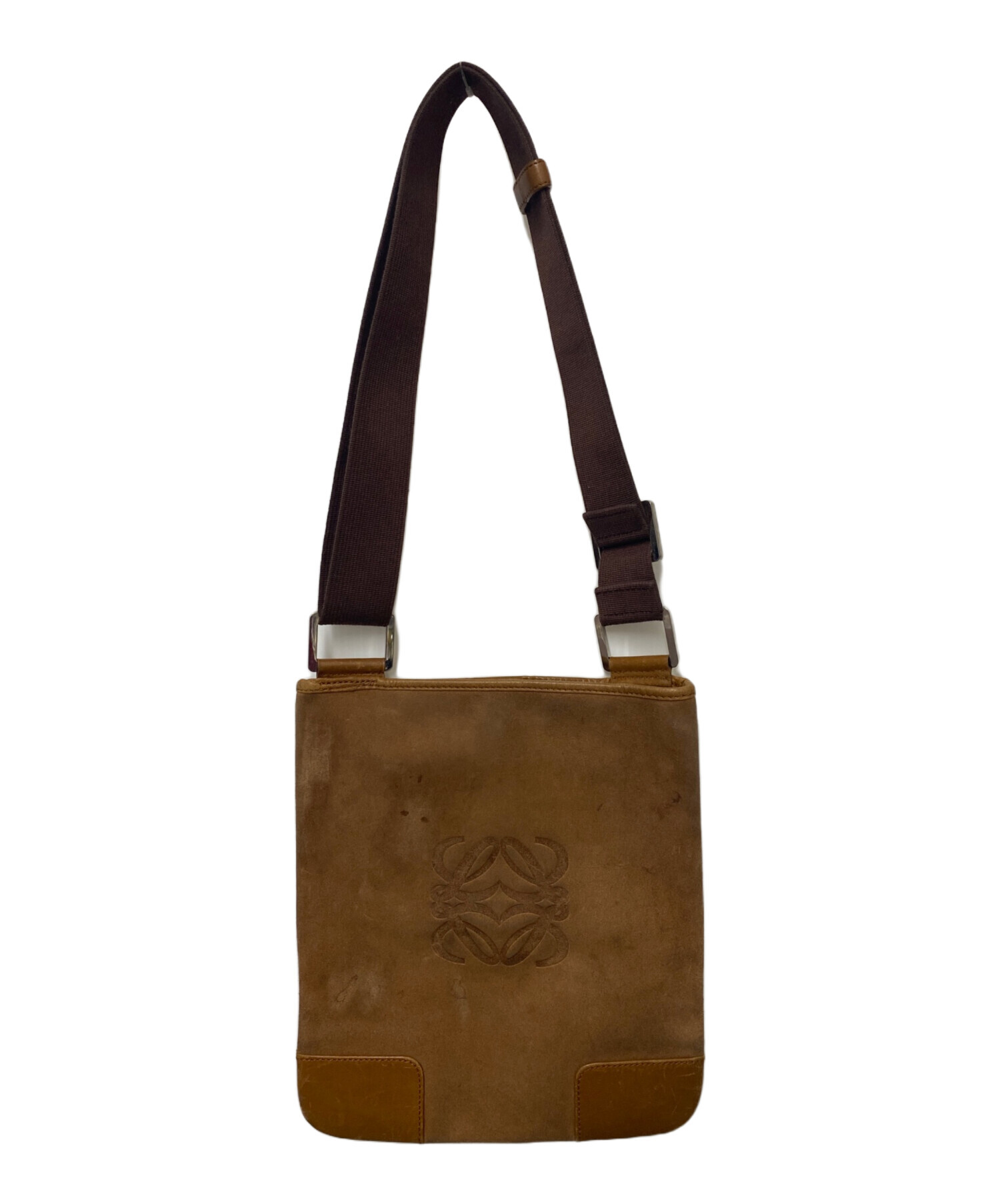 ロエベ ショルダーバッグ ワンショルダー アナグラム ブラウン スウェード レザー LOEWE【中古】 中古・古着通販】LOEWE (ロエベ) アナグラムスエードショルダーバッグ