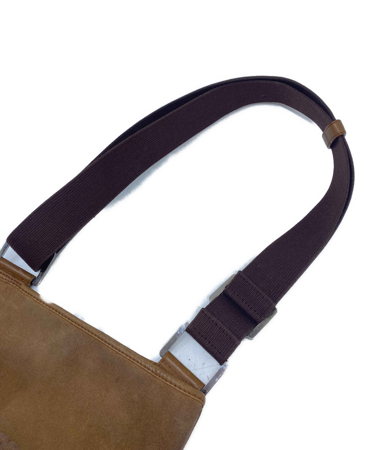 ロエベ ショルダーバッグ ワンショルダー アナグラム ブラウン スウェード レザー LOEWE【中古】 LOEWE - ロエベ ショルダーバッグ ワンショルダー アナグラム ブラウン
