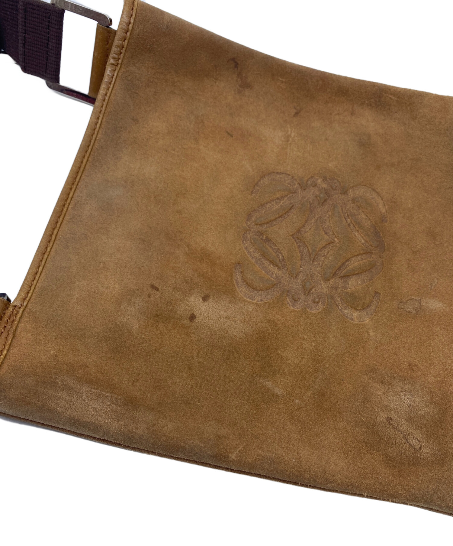 ロエベ ショルダーバッグ ワンショルダー アナグラム ブラウン スウェード レザー LOEWE【中古】 LOEWE - ロエベ ショルダーバッグ ワンショルダー アナグラム ブラウン