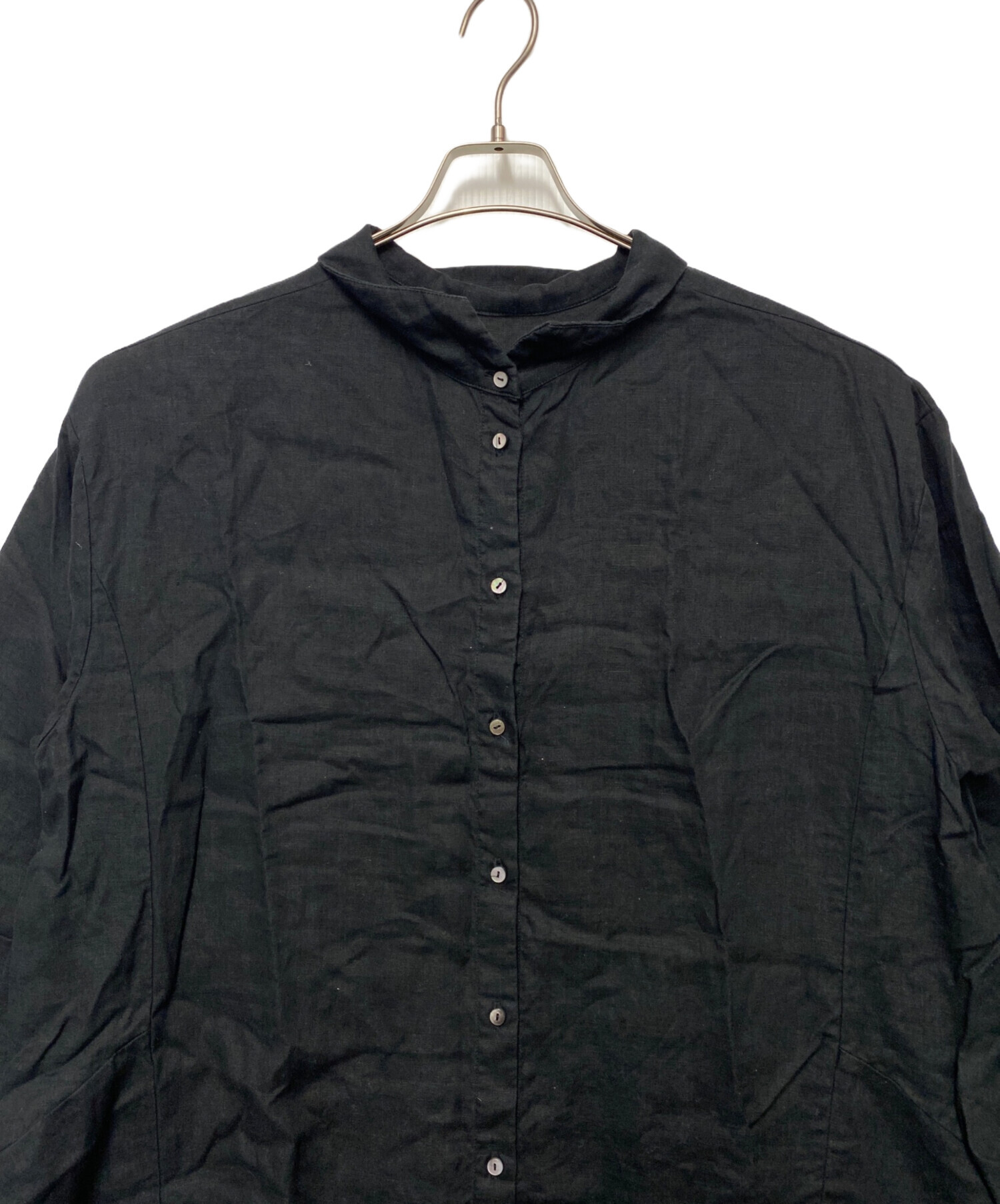 nest Robe 01214-1105 リネンフリンジ ブラウス シャツ ブラック レディース ネストローブ【中古】5-0501M∞ nest Robe - nest Robe 01214-1105 リネンフリンジ ブラウス シャツ