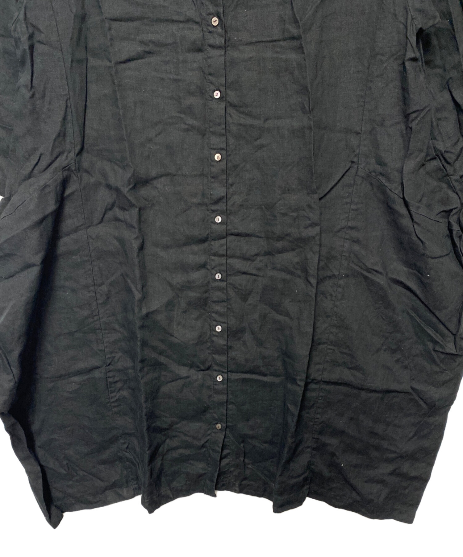nest Robe 01214-1105 リネンフリンジ ブラウス シャツ ブラック レディース ネストローブ【中古】5-0501M∞ nest Robe - nest Robe 01214-1105 リネンフリンジ ブラウス シャツ