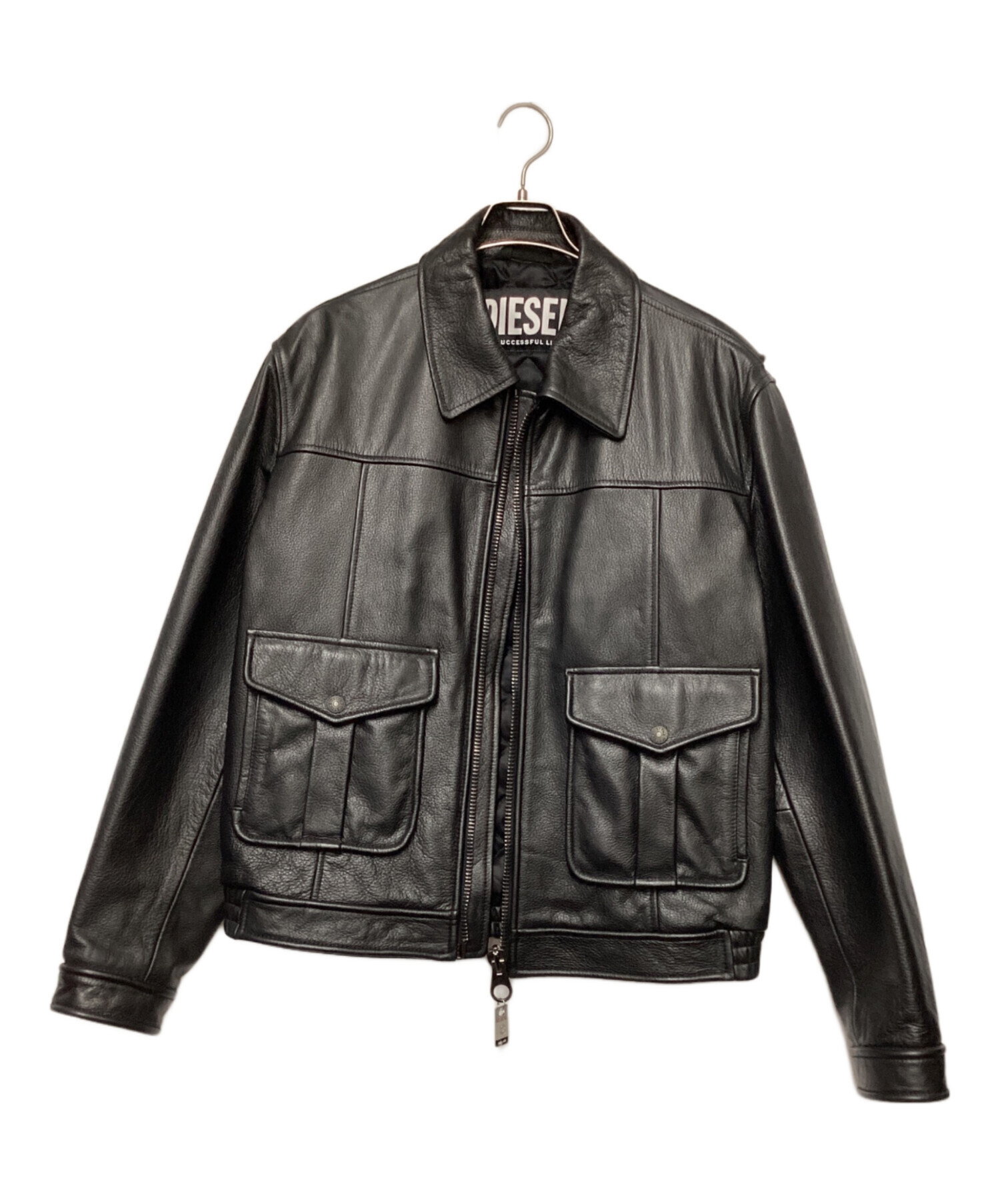 DIESEL 黒レザージャケット Mサイズ 中古・古着通販】DIESEL (ディーゼル) レザージャケット ブラック
