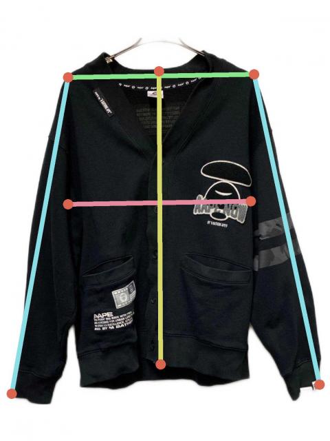 美品　エイプA BATHING APE シャーク カーディガン タイガー 黒 AAPE BY A BATHING APE（エーエイプバイアベイシングエイプ