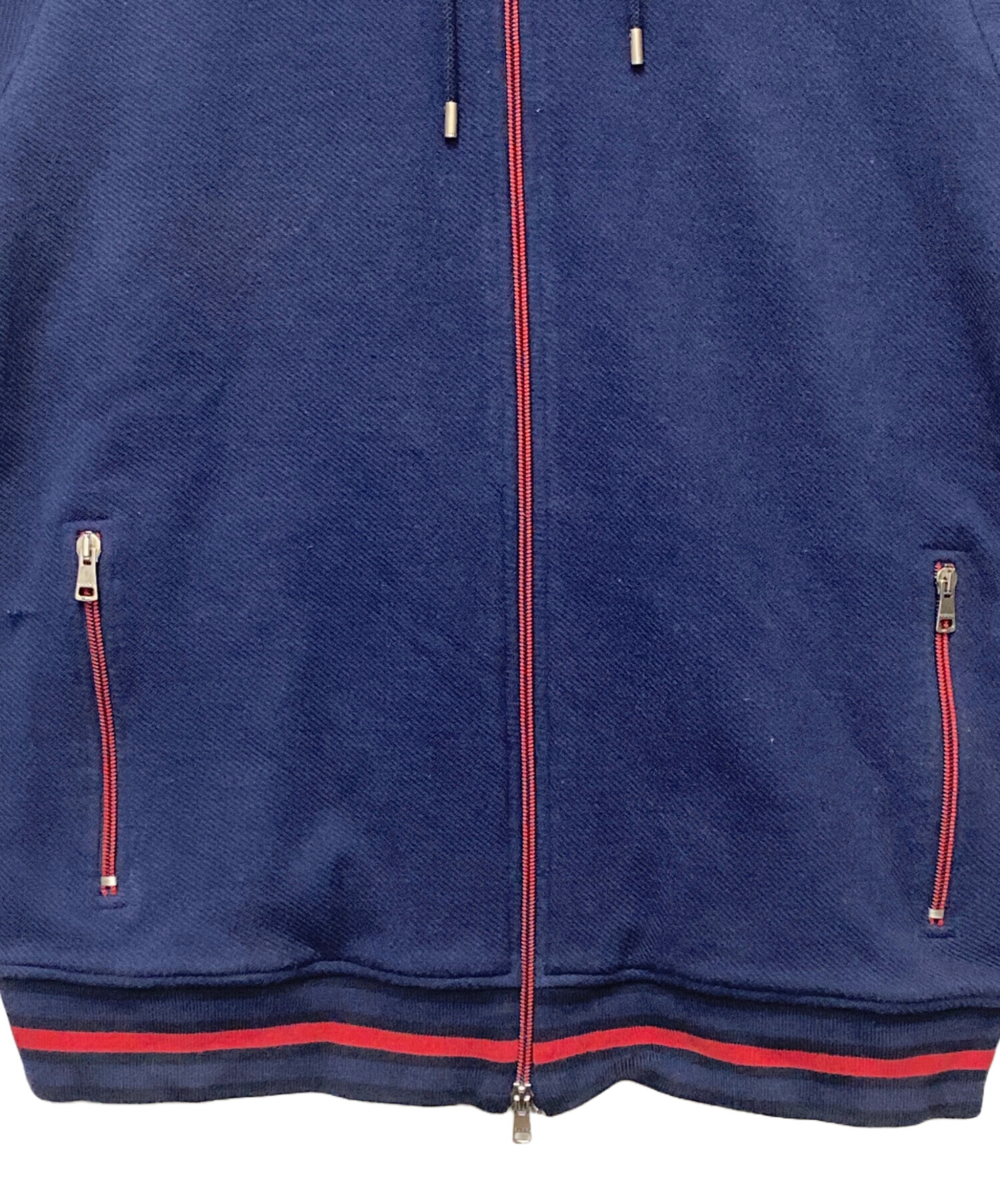 中古・古着通販】GUCCI (グッチ) ジップパーカー ネイビー×レッド