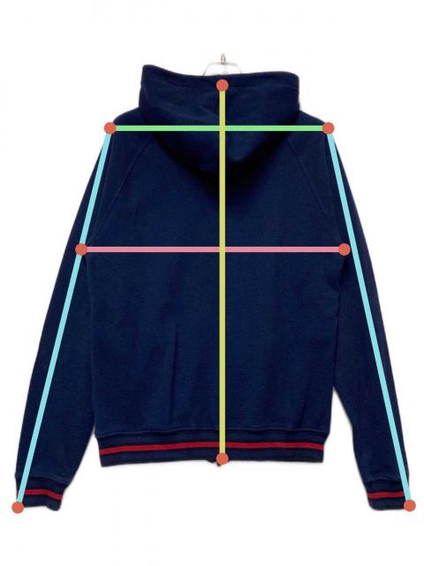 中古・古着通販】GUCCI (グッチ) ジップパーカー ネイビー×レッド