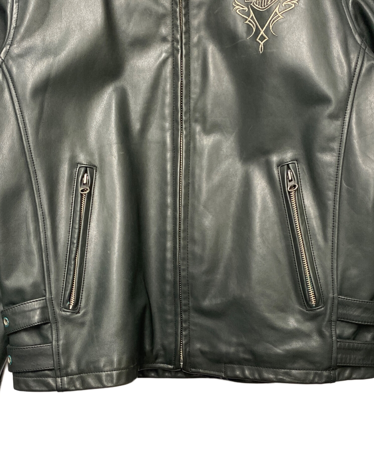 ハーレーダビッドソン　Harley-Davidson　ブラックジャケット　XL 中古・古着通販】HARLEY-DAVIDSON (ハーレーダビッドソン) HARLEY