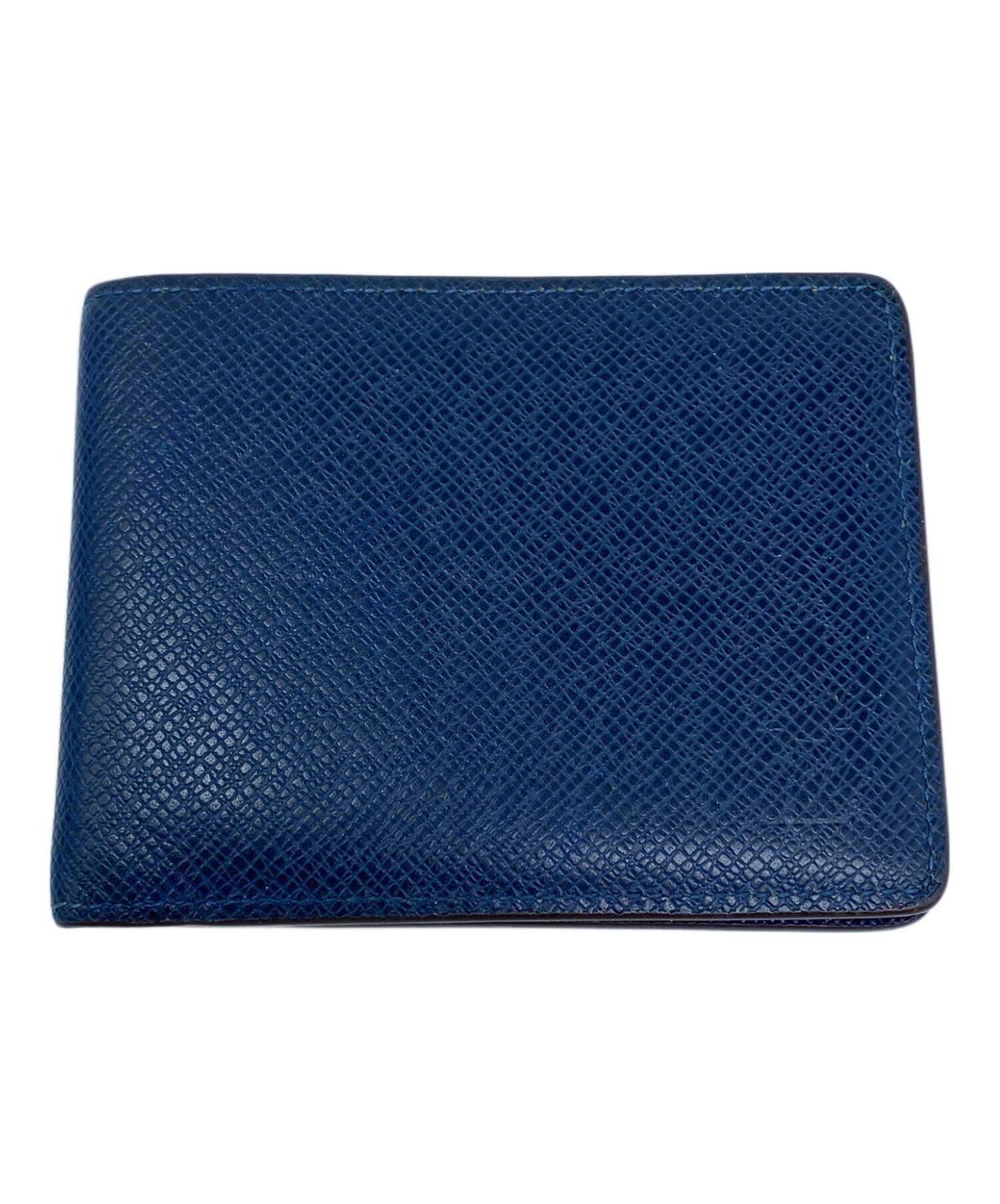 Louis Vuitton 青いストライプ 二つ折り財布 中古・古着通販】LOUIS VUITTON (ルイ ヴィトン) 2つ折り財布 ネイビー