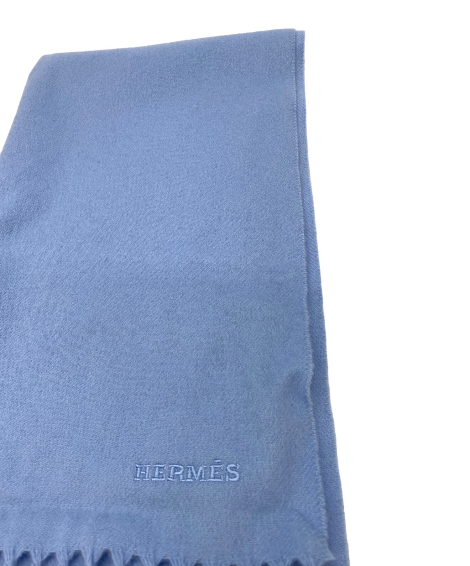 新品、未使用品 HERMES カシミヤマフラー ライトブルー ネイビー 中古・古着通販】HERMES (エルメス) マフラー スカイブルー 未使用品