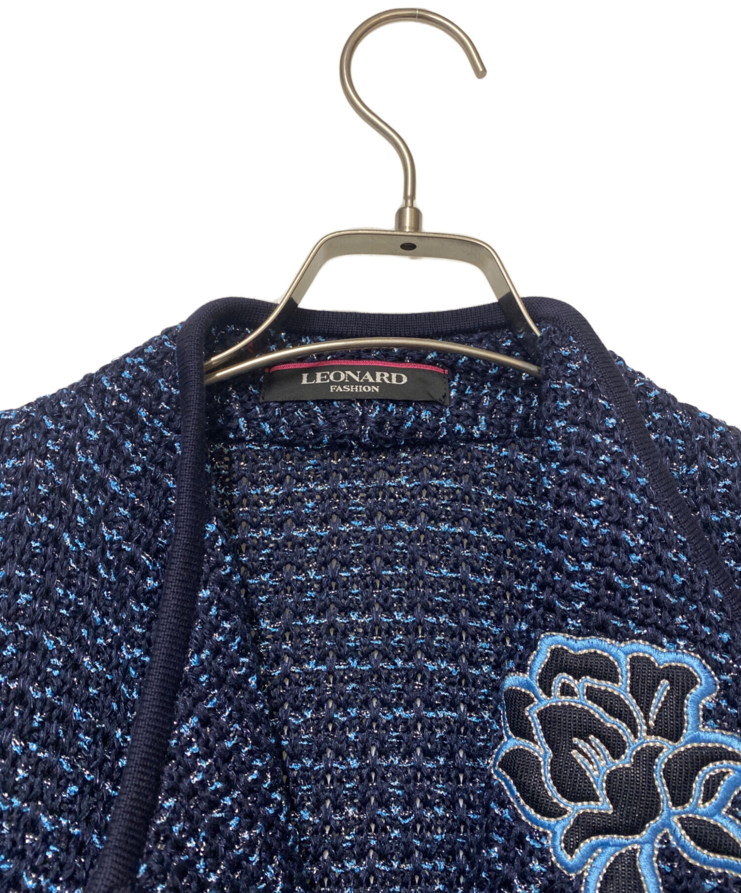 レオナール 40 濃紺 編みレースニットジャケット 中古・古着通販】LEONARD FASHION (レオナールファッション) ニット