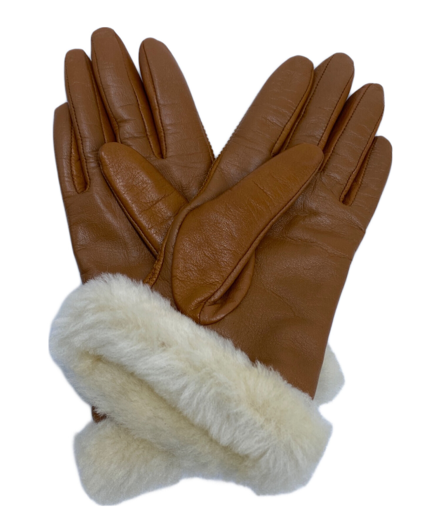 UGG ブラウン 手袋 中古・古着通販】UGG (アグ) レザーグローブ ブラウン｜ブランド・古着