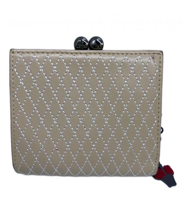 中古・古着通販】LULU GUINNESS (ルルギネス) 2つ折り財布 ベージュ