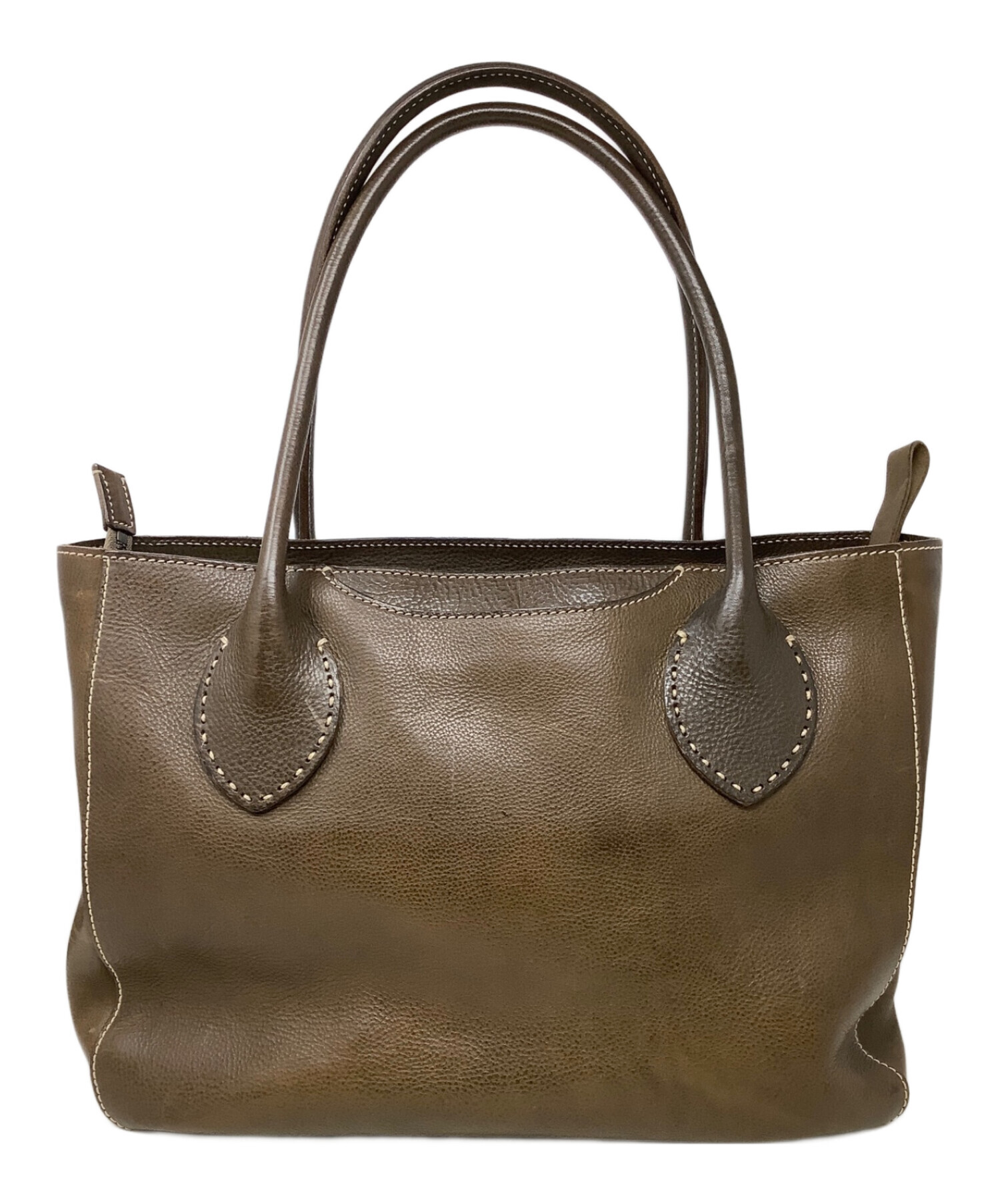 GENTEN / トートバッグ/レザー/BRW/無地 GENTEN◇トートバッグ/レザー/BRW/無地