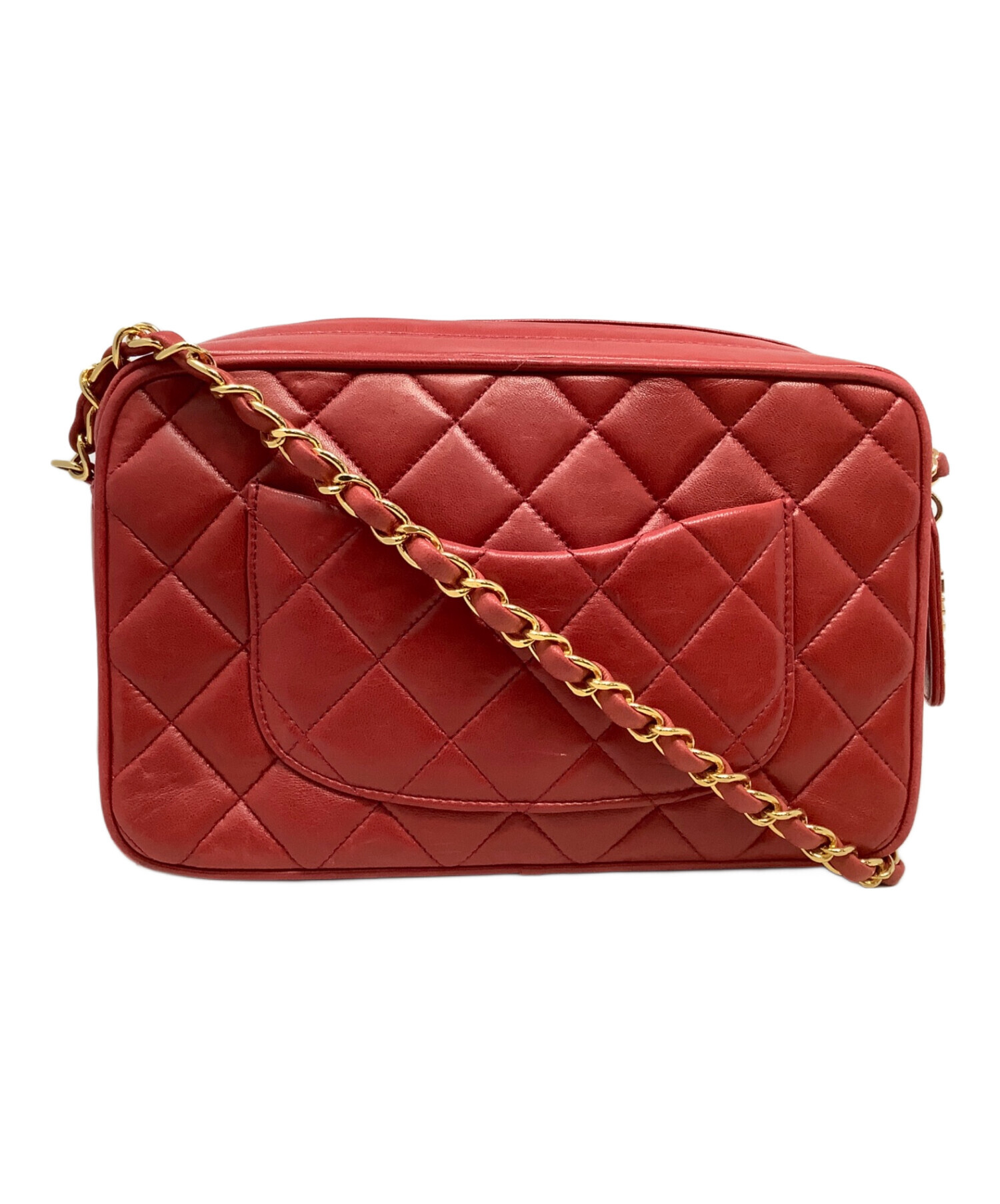 CHANEL レッドレザー ショルダーバッグ 中古・古着通販】CHANEL (シャネル) ショルダーバッグ レッド