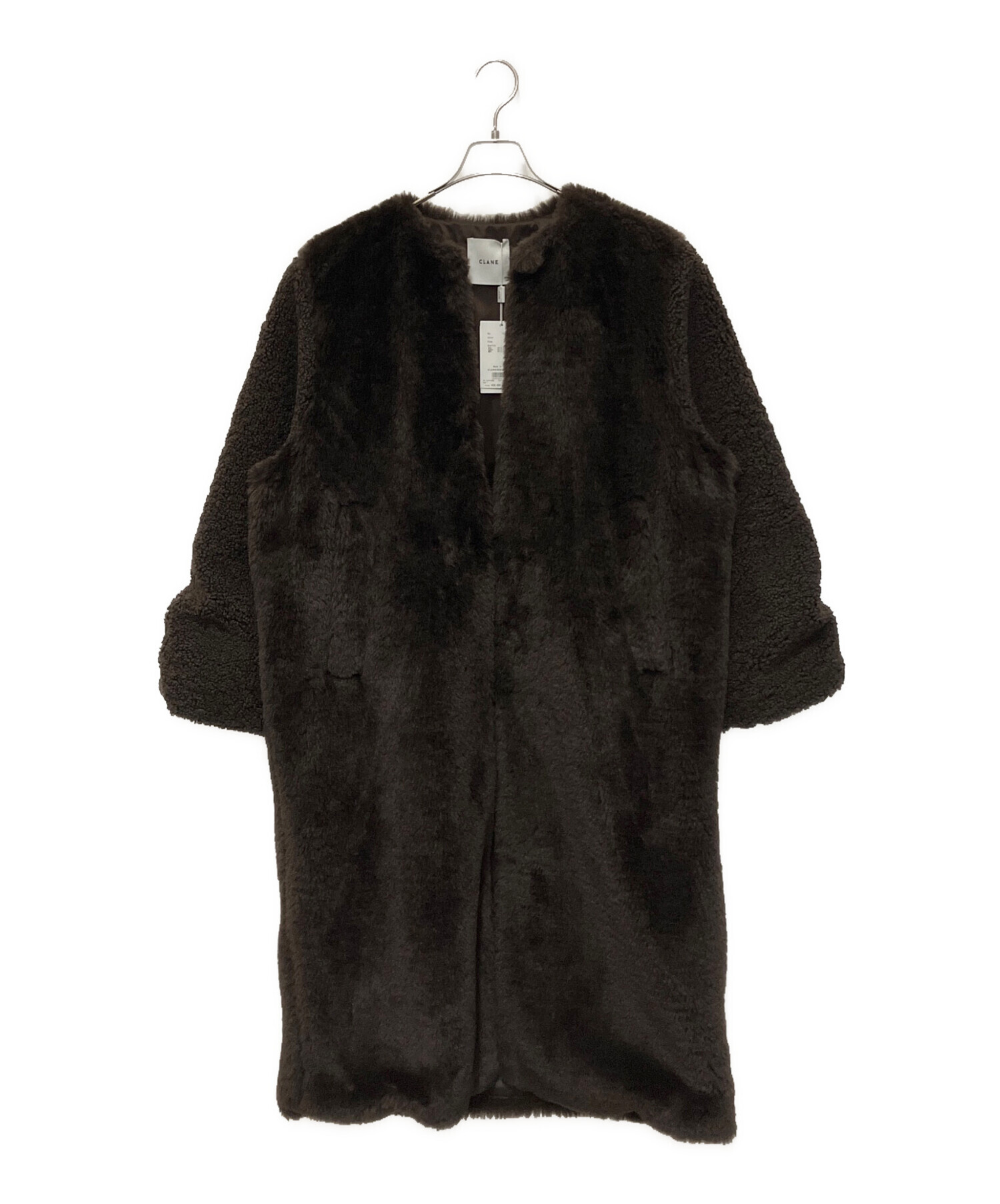 中古・古着通販】CLANE (クラネ) MIX FUR COCOON COAT ブラウン サイズ 