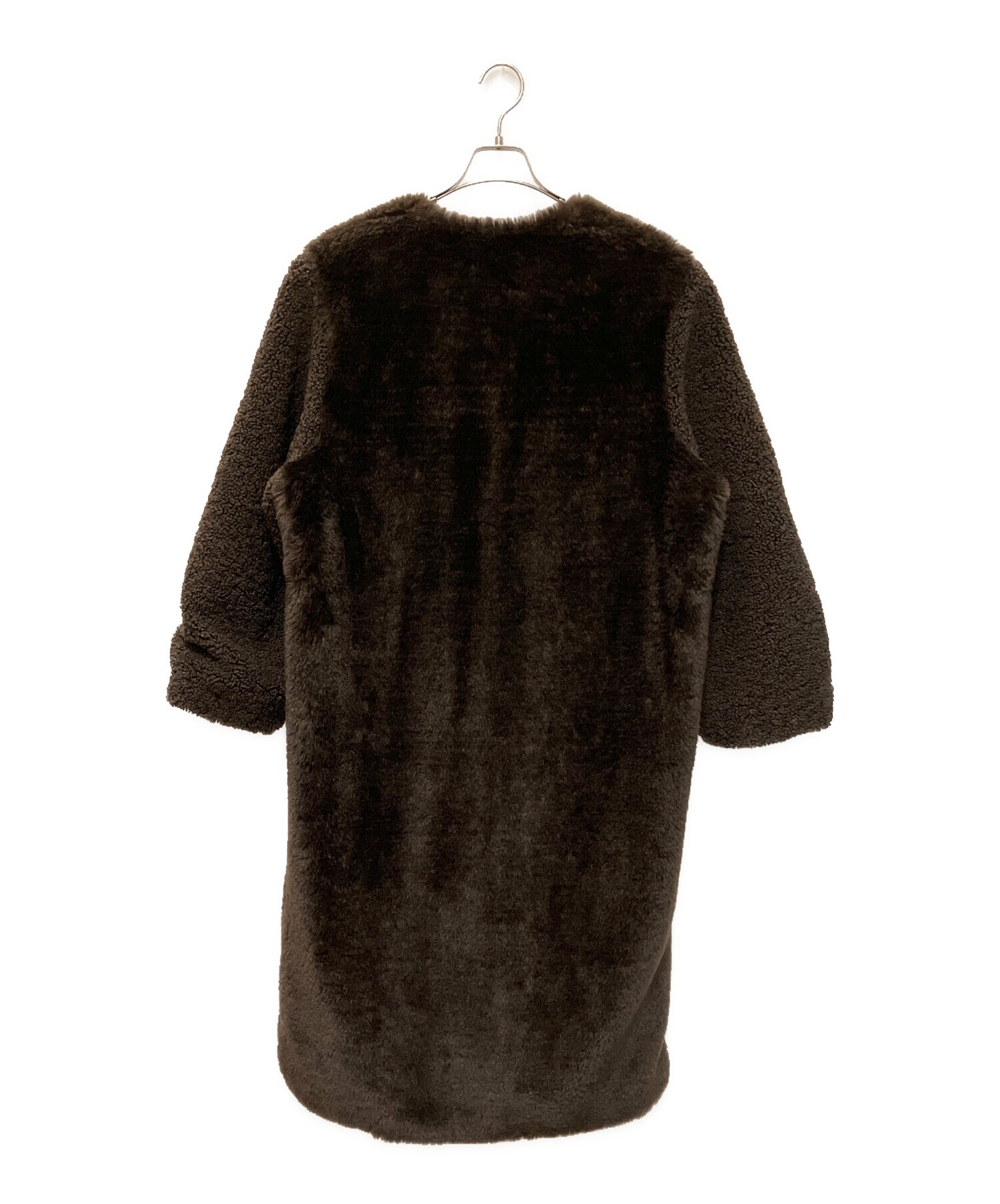 中古・古着通販】CLANE (クラネ) MIX FUR COCOON COAT ブラウン サイズ 