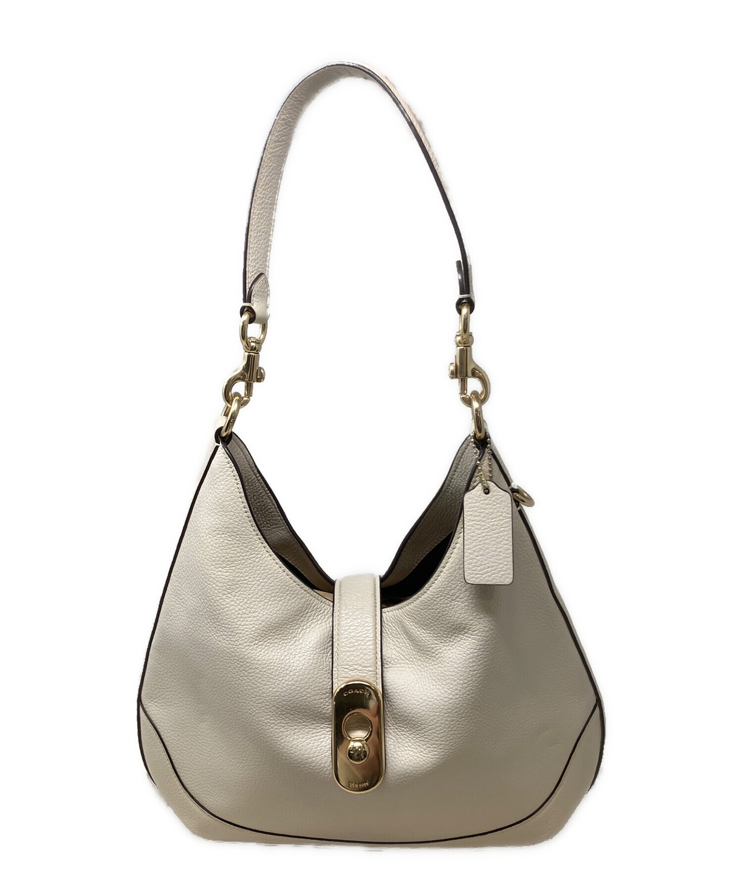 中古】COACH(コーチ) ハンドバッグ アイボリー レザー 中古・古着通販 