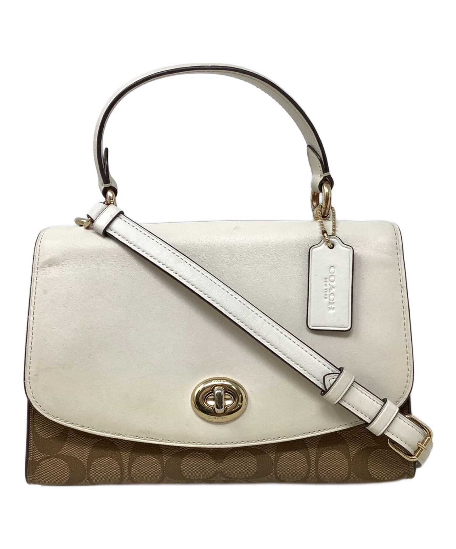 COACH ティリー トップ ハンドル サッチェル ウィズ シグネチャー 中古・古着通販】COACH (コーチ) ティリー トップ ハンドル サッチェル