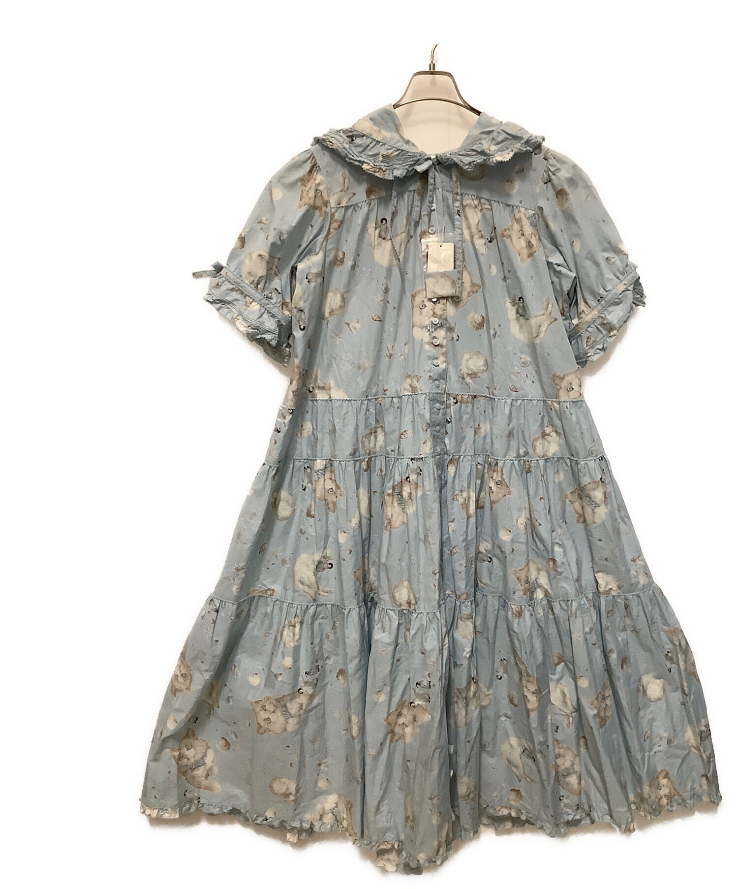 中古・古着通販】PINK HOUSE (ピンクハウス) さざ波とねこプリント 