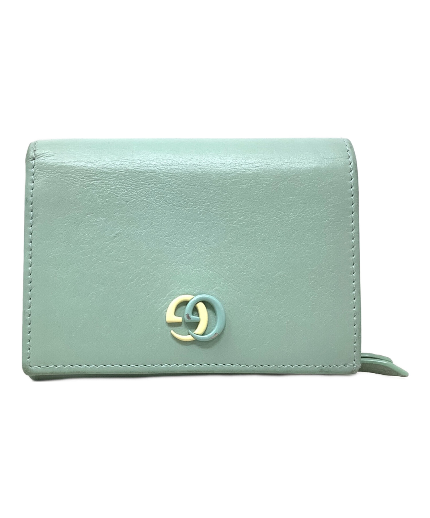 【新品】グッチ ダブル 二つ折り財布 コンパクト ブルー グリーン 790063 中古・古着通販】GUCCI (グッチ) 2つ折り財布 GUCCI（グッチ） 790063