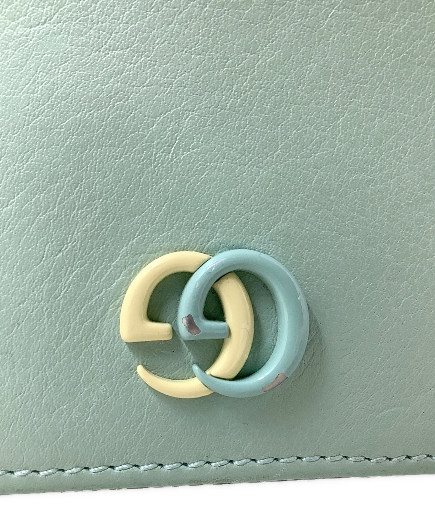 【新品】グッチ ダブル 二つ折り財布 コンパクト ブルー グリーン 790063 中古・古着通販】GUCCI (グッチ) 2つ折り財布 GUCCI（グッチ） 790063