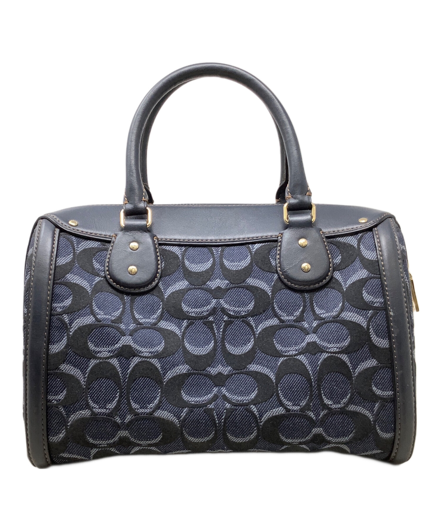 COACH コーチ シグネチャー ハンドバッグ キャンバス ブラウン レザー 