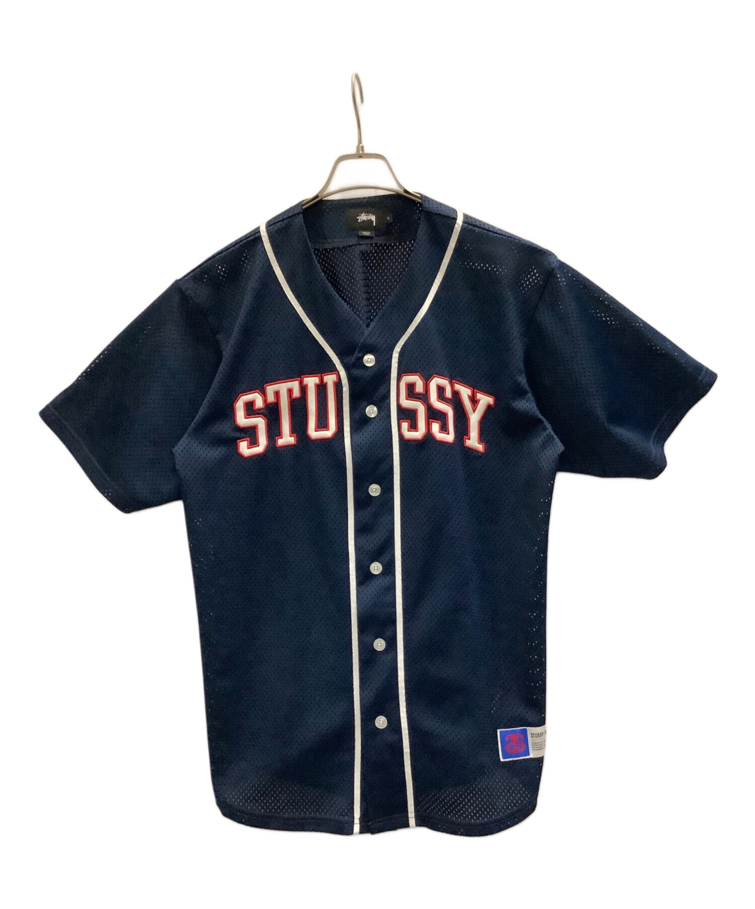 マカマカ STUSSY ステューシー　ネイビー ベースボールシャツ　L 中古・古着通販】stussy (ステューシー) ベースボールシャツ ネイビー