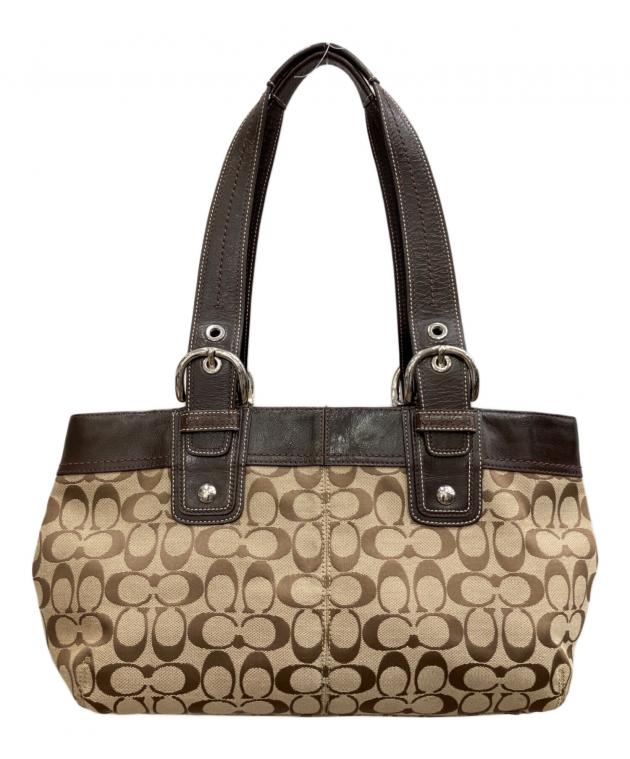 COACH シグネチャー トートバッグ ブラック F13742 中古・古着通販】COACH (コーチ) シグネチャー ソーホー F13742
