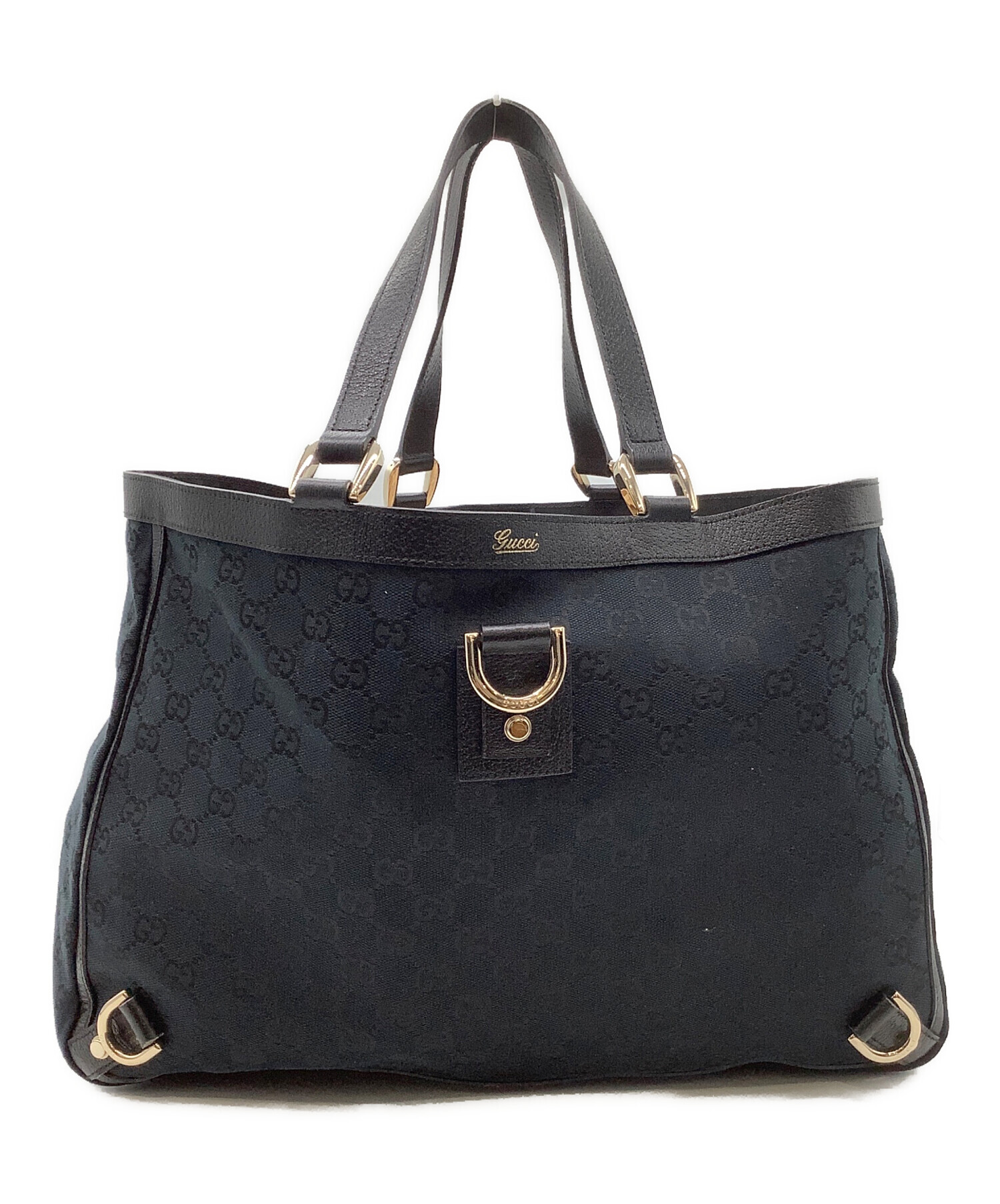 g*u様 GUCCI GGキャンバス トートバッグ ブラック 中古・古着通販】GUCCI (グッチ) GGキャンバストート ブラック