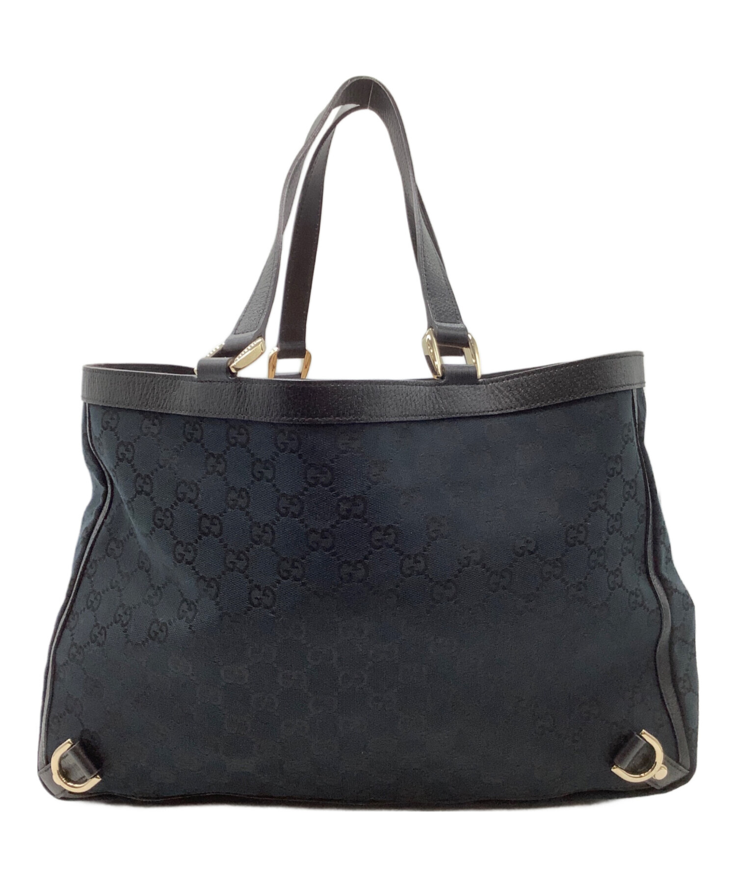 GUCCI グッチ トートバッグ GG柄 キャンバス チャーム ブラック 黒色 中古・古着通販】GUCCI (グッチ) GGキャンバストート ブラック
